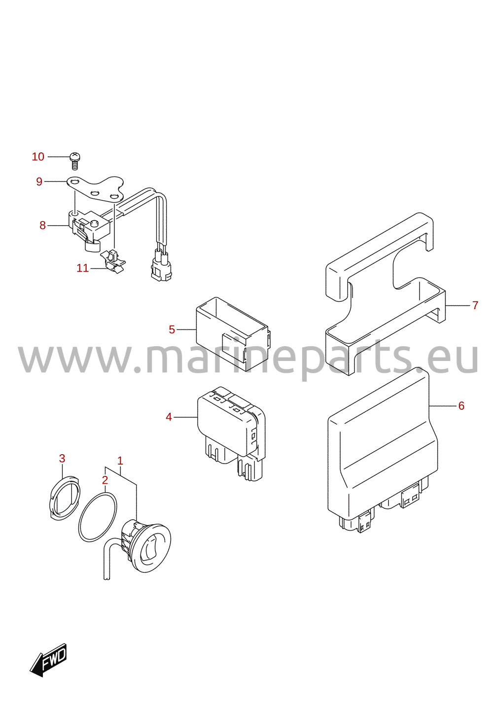 PTT switch / engine control unit (DF140)