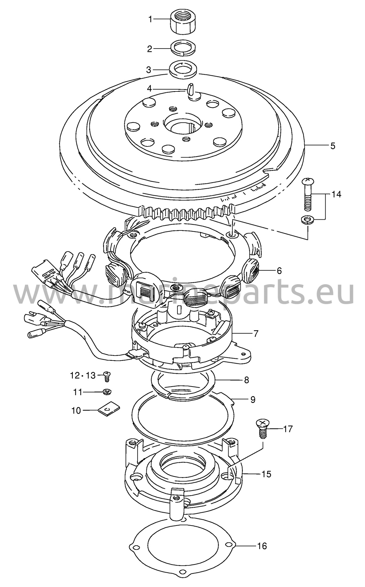 Magnet / generator (–1994) (DT75MQ, DT75WT, DT85MQ, DT85WT)