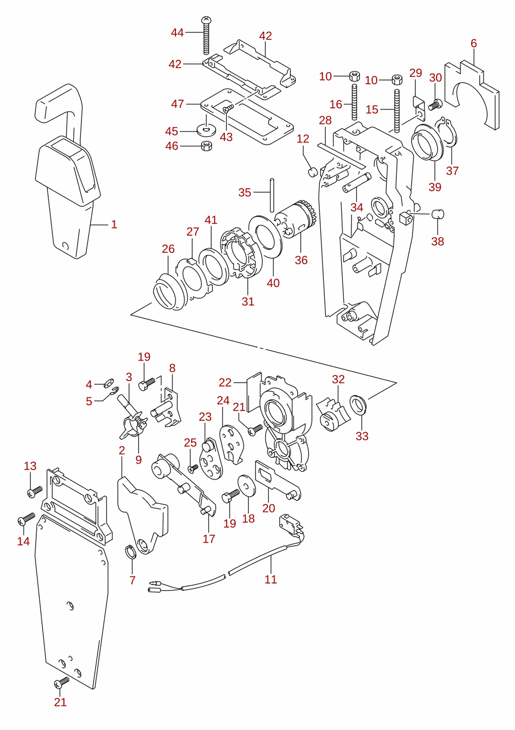 Reglage, enkelt (2) (DF100B, DF70A, DF75A, DF80A, DF90A) (tillval)