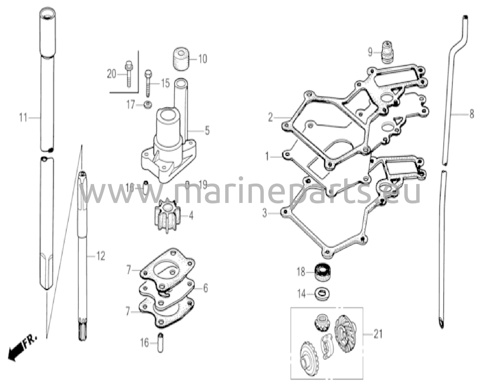 Drivaxel och vattenpump
