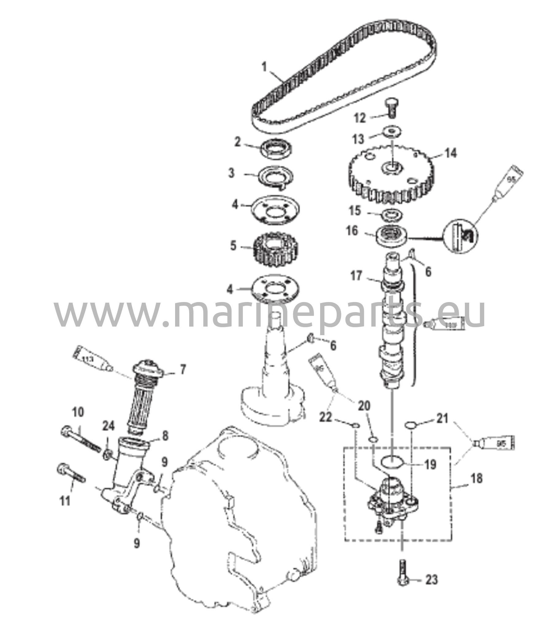 Nokka-akseli/Öljypumppu