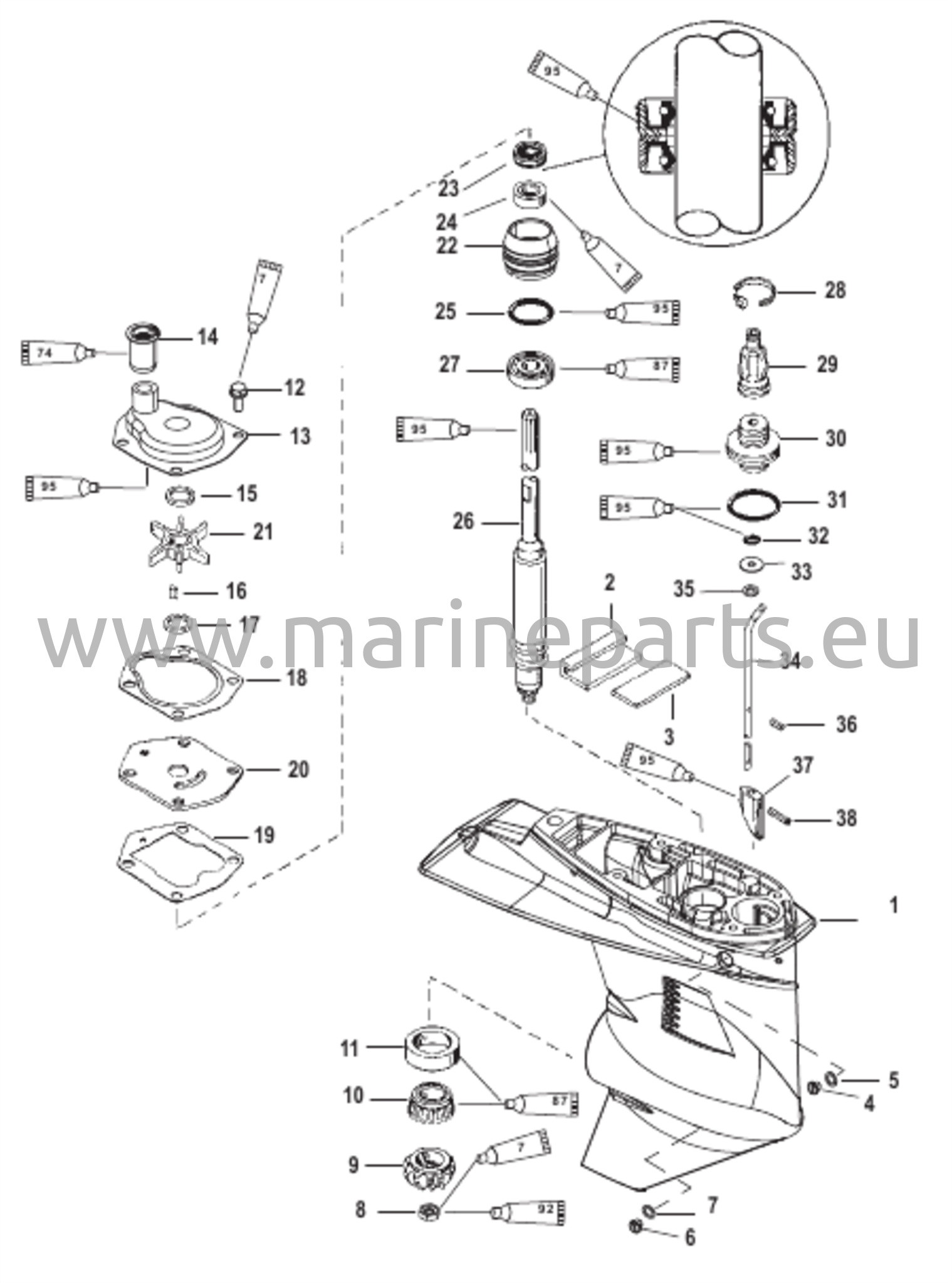 Vaihteiston kotelo (voimansiirtoakseli 2:1 vaihde)