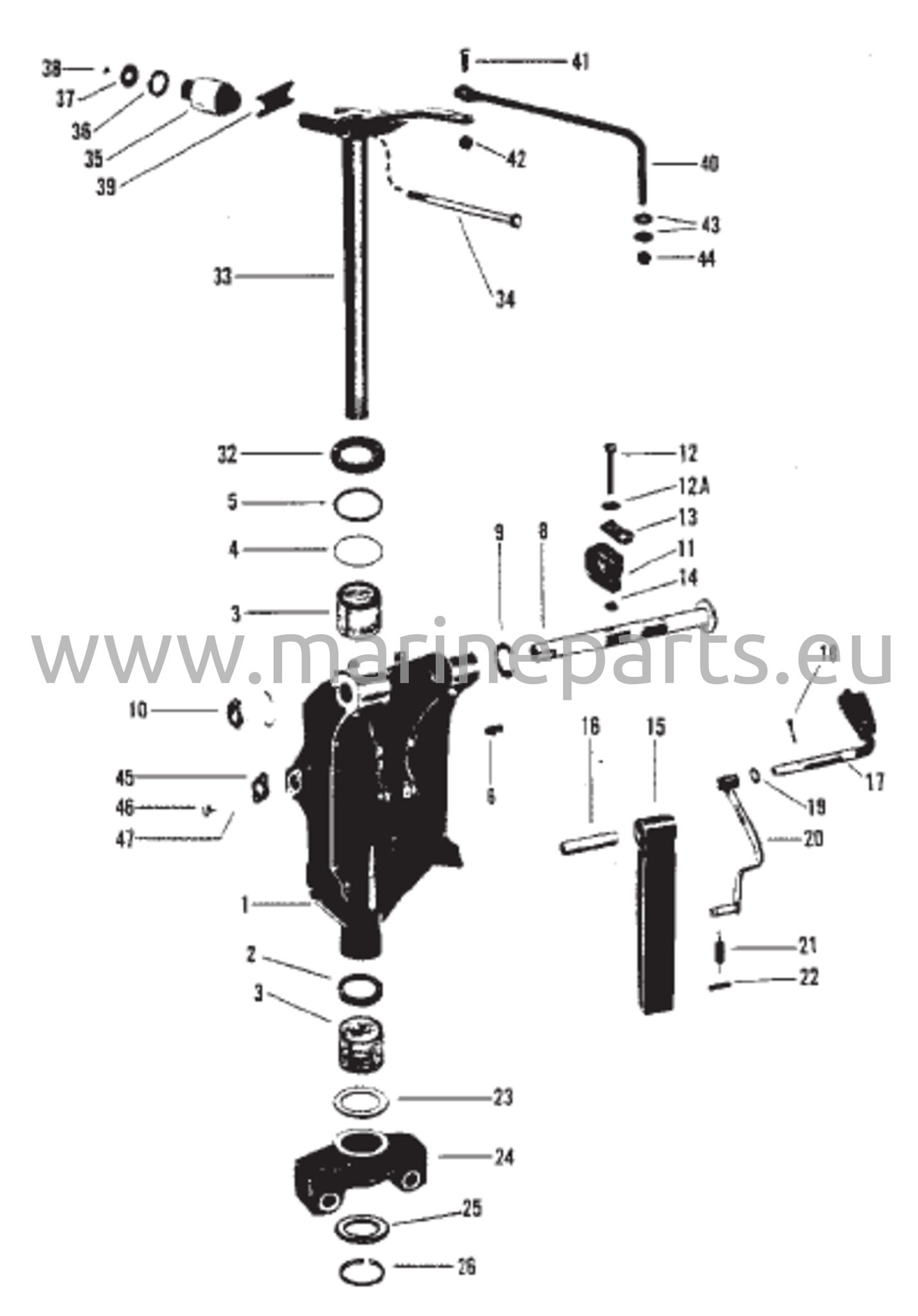 Kääntyvä kiinnike (S/N-Merc-5488751/Mariner-5316380 ja sitä alemmat)