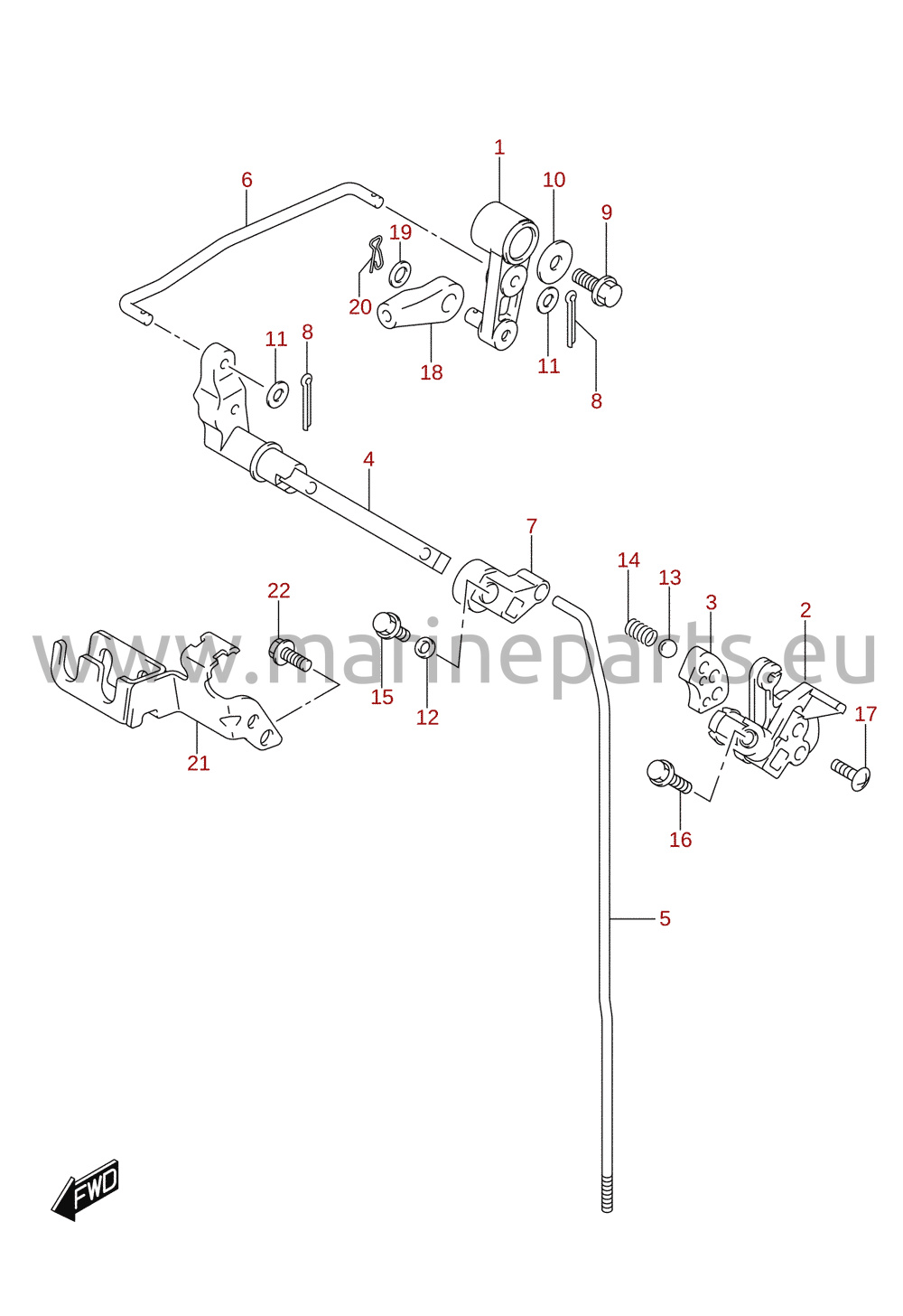 Kopplingsstång (DF15AR, DF20AR, DF20AT, DF9.9BR, DF9.9BT)