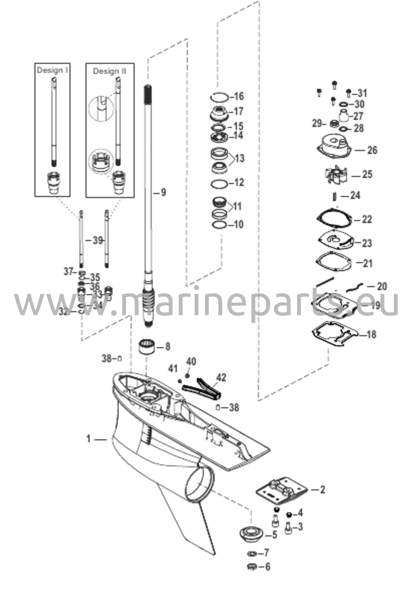 Vaihteiston kotelo, voimansiirtoakseli, 5,44 Torpedo