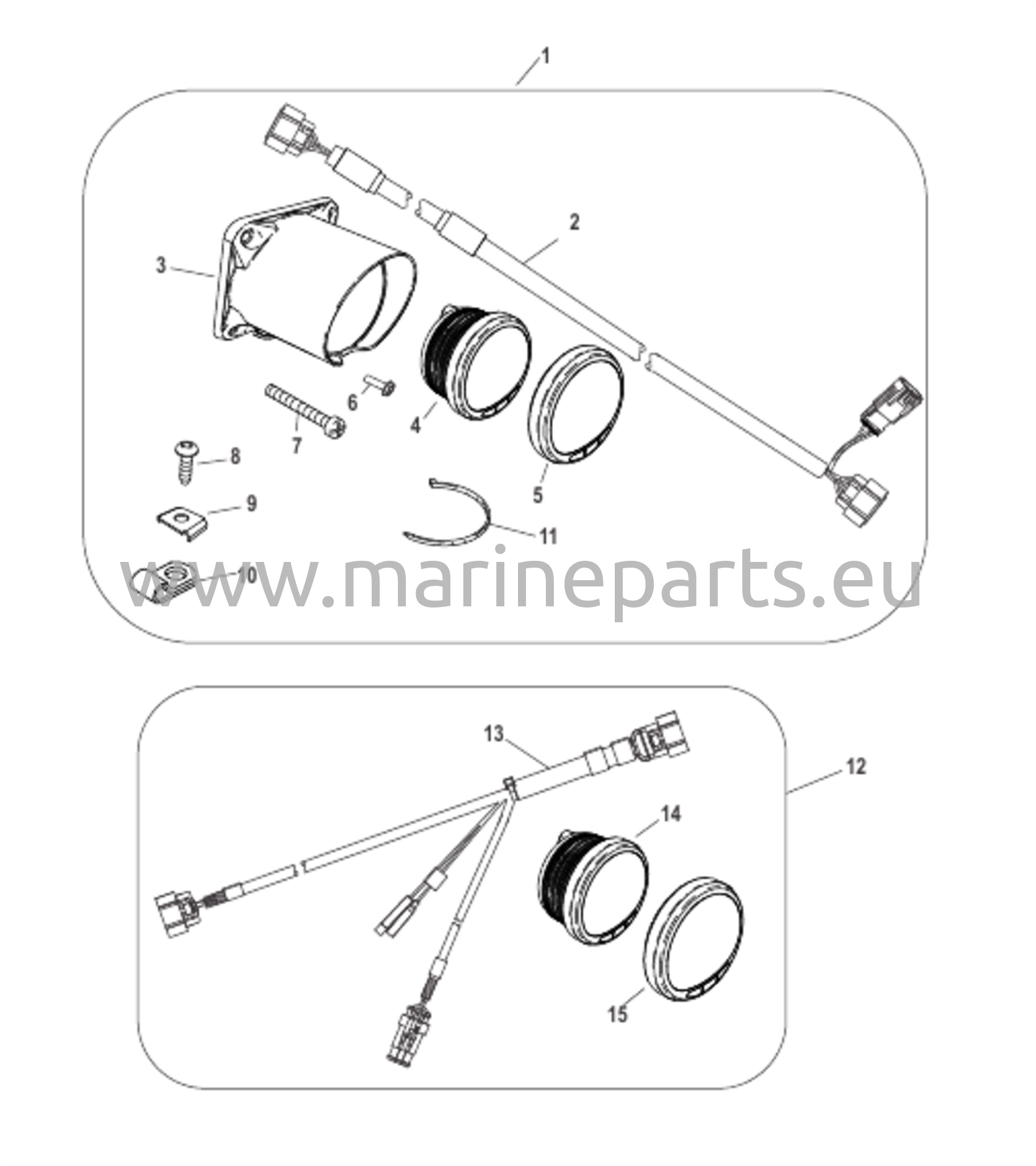 Tachometrisarjat peräpeili- ja ohjauspulpetin kiinnitykseen