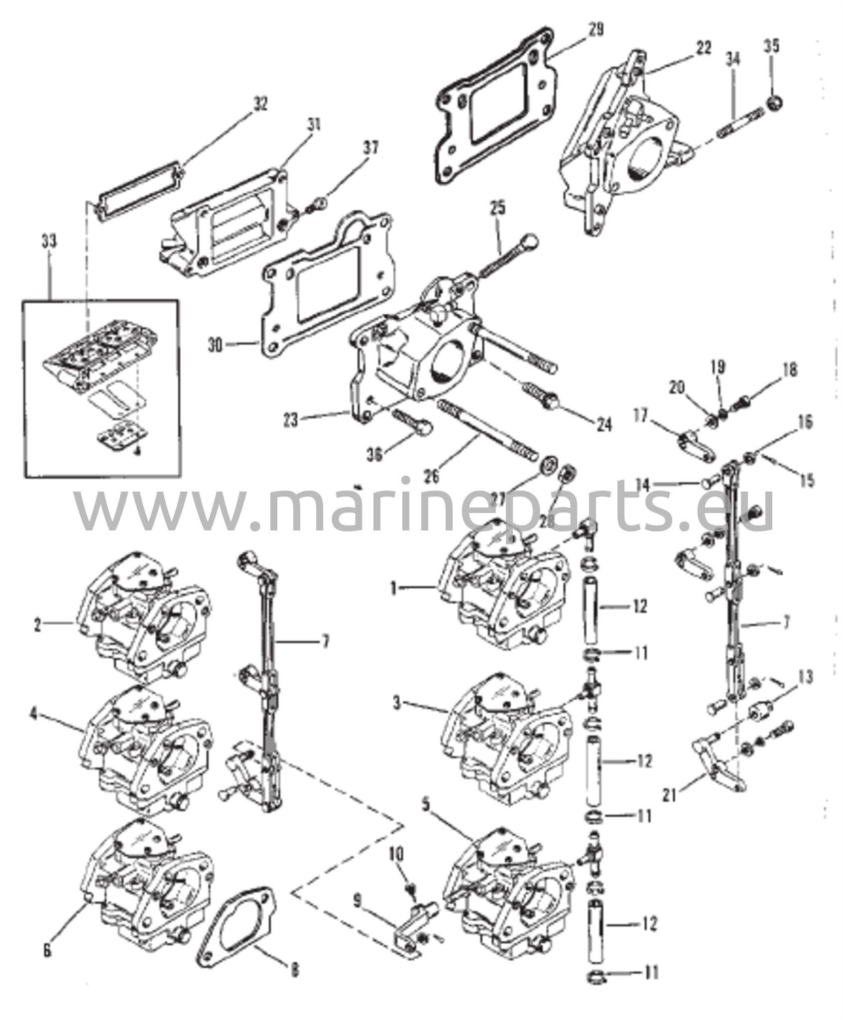 Carb Plate / Reed Block (Serial #D000749 and Below) 