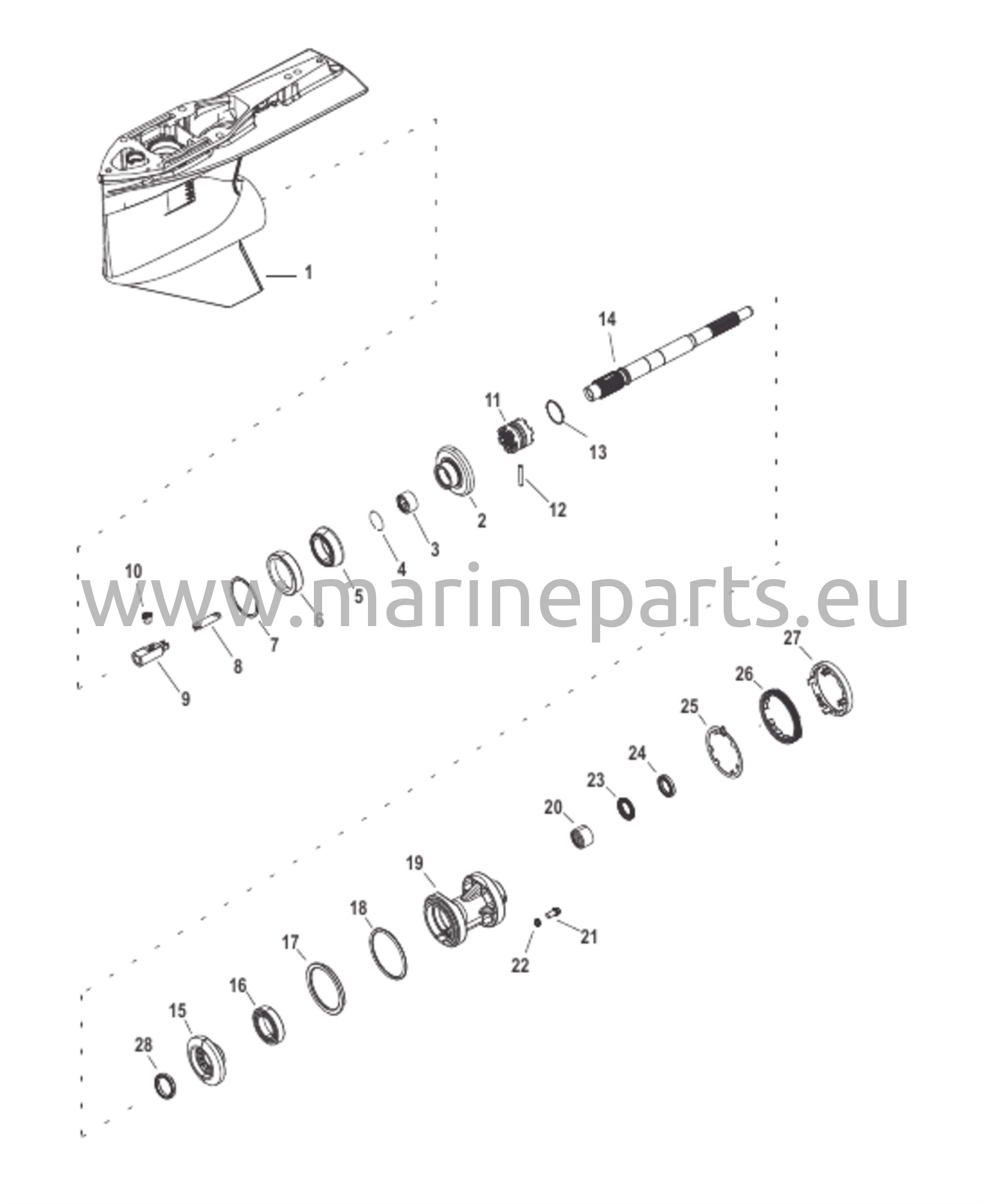 Vaihteiston kotelo, potkurin akseli, vakio kytkin Leima 8M0073249