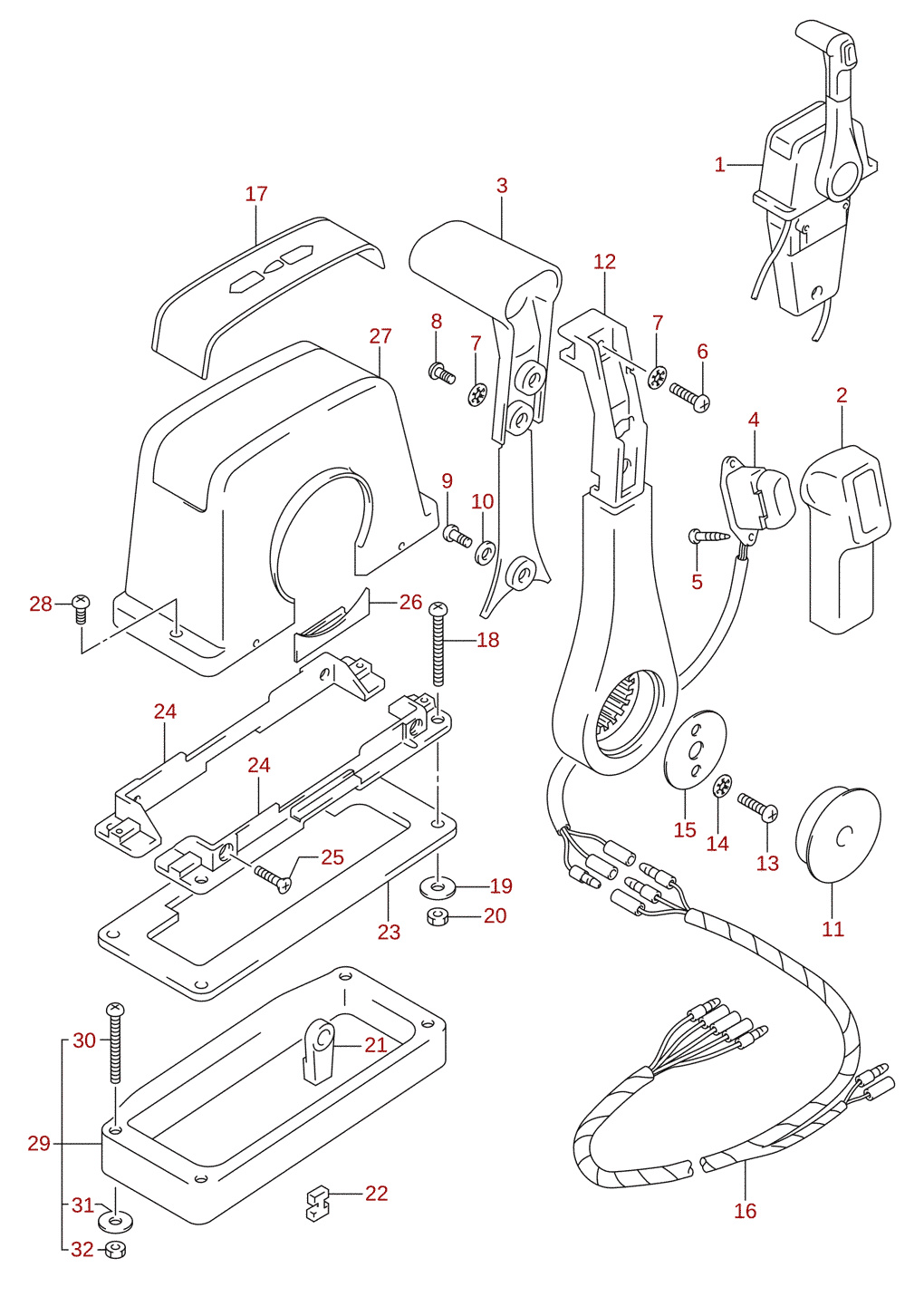 Remote control assembly single (1) (DF90A) (optional)