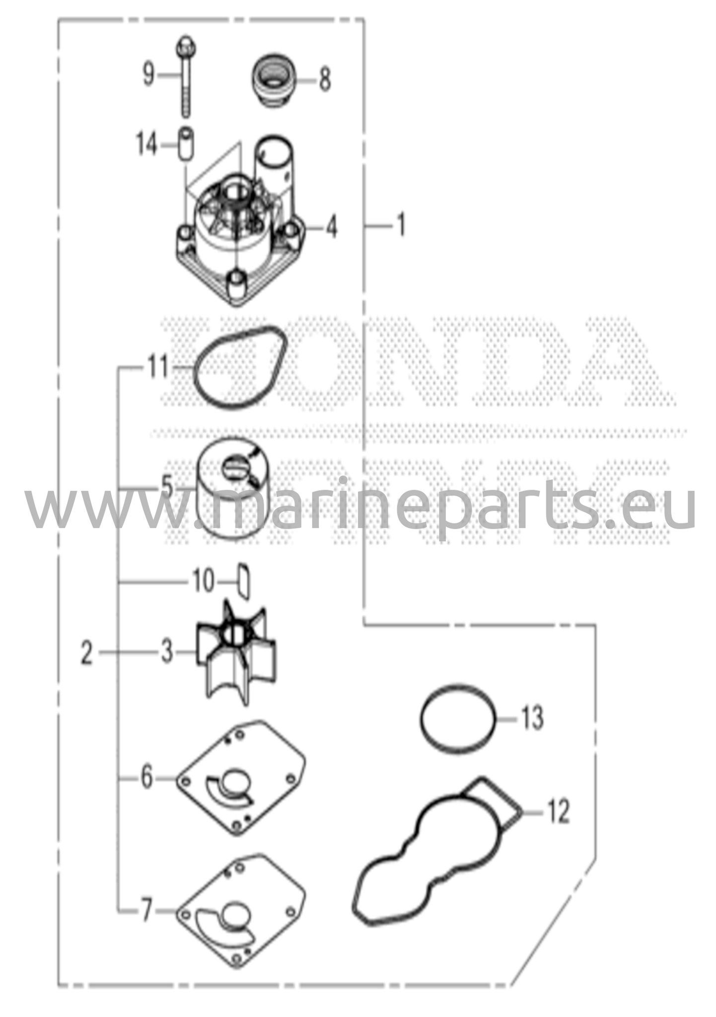 Impelleripumpun varaosasarja