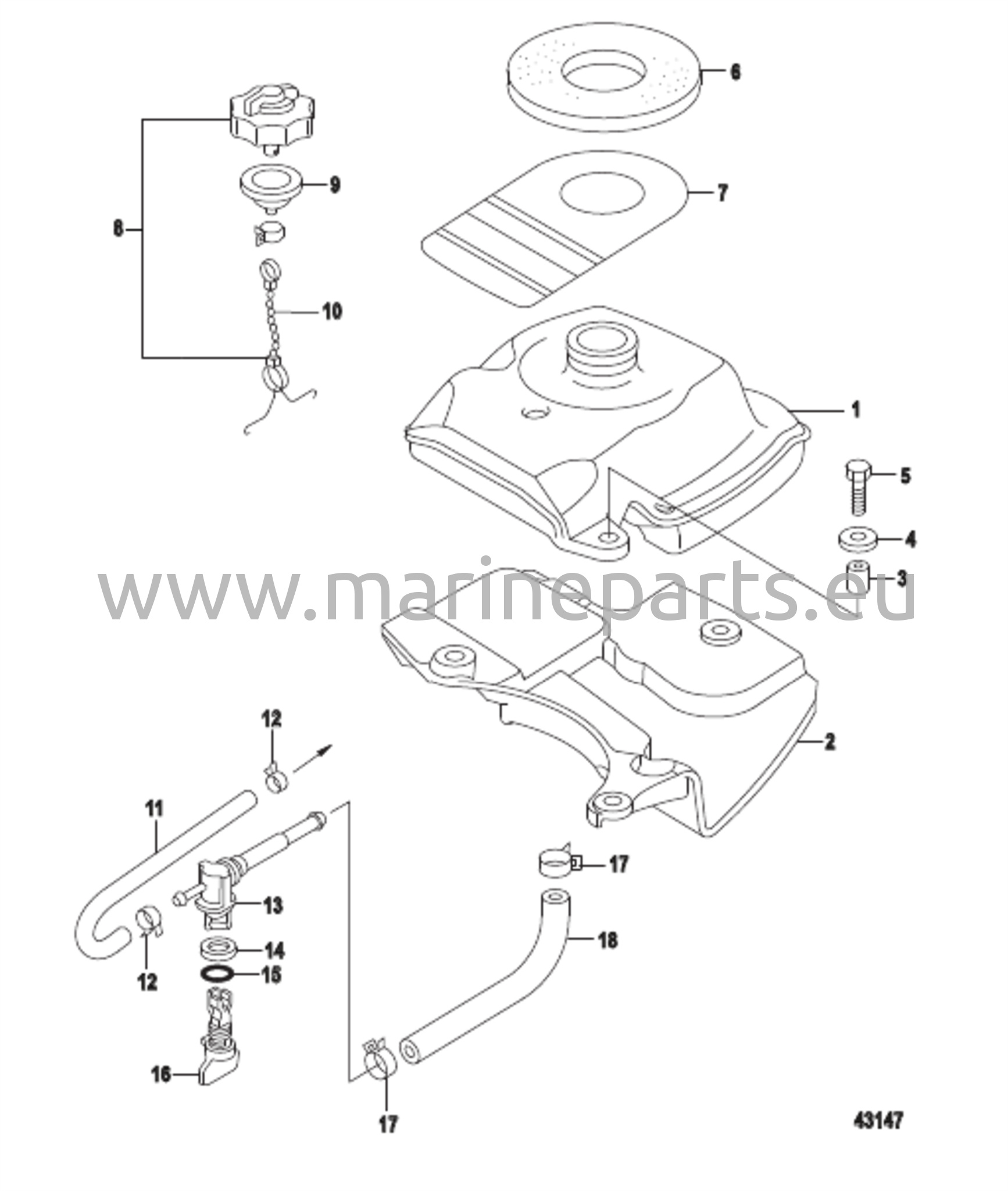 Polttoainesäiliö Kaikki mallit - Sarjanumero # 0R318096 asti 0R448032