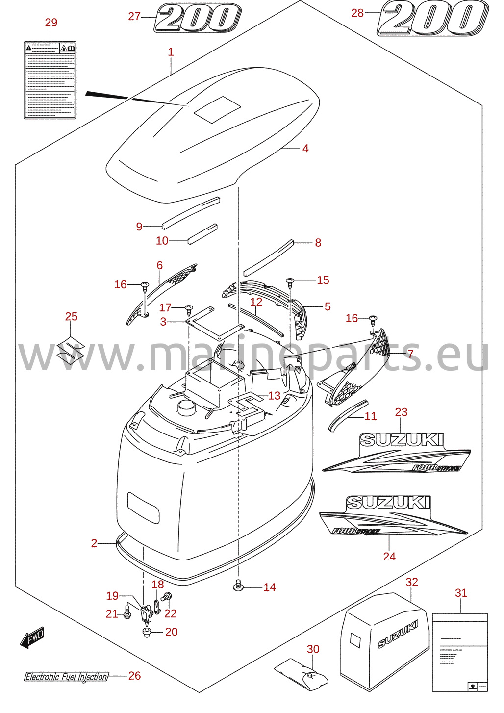 Engine cover (DF200) 2/2