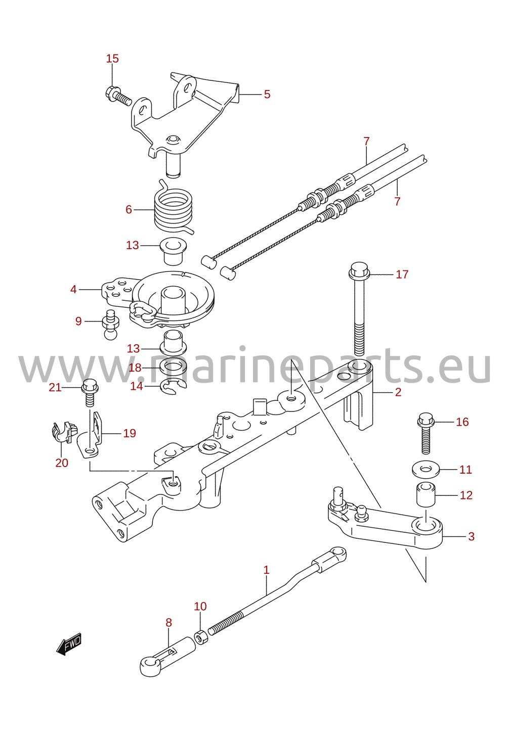 Gasstang (DF150T, DF150Z, DF175T, DF175Z)