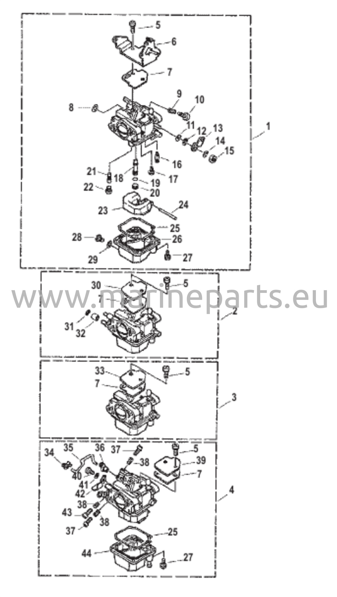 Kaasuttimekanismi (ei-säädettävä ohjausruuvi)