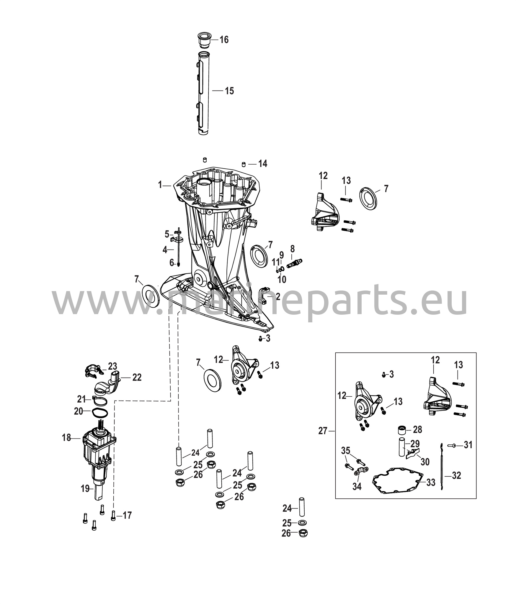 Voimansiirron akselikotelo 1E093311 ja sitä alemmat