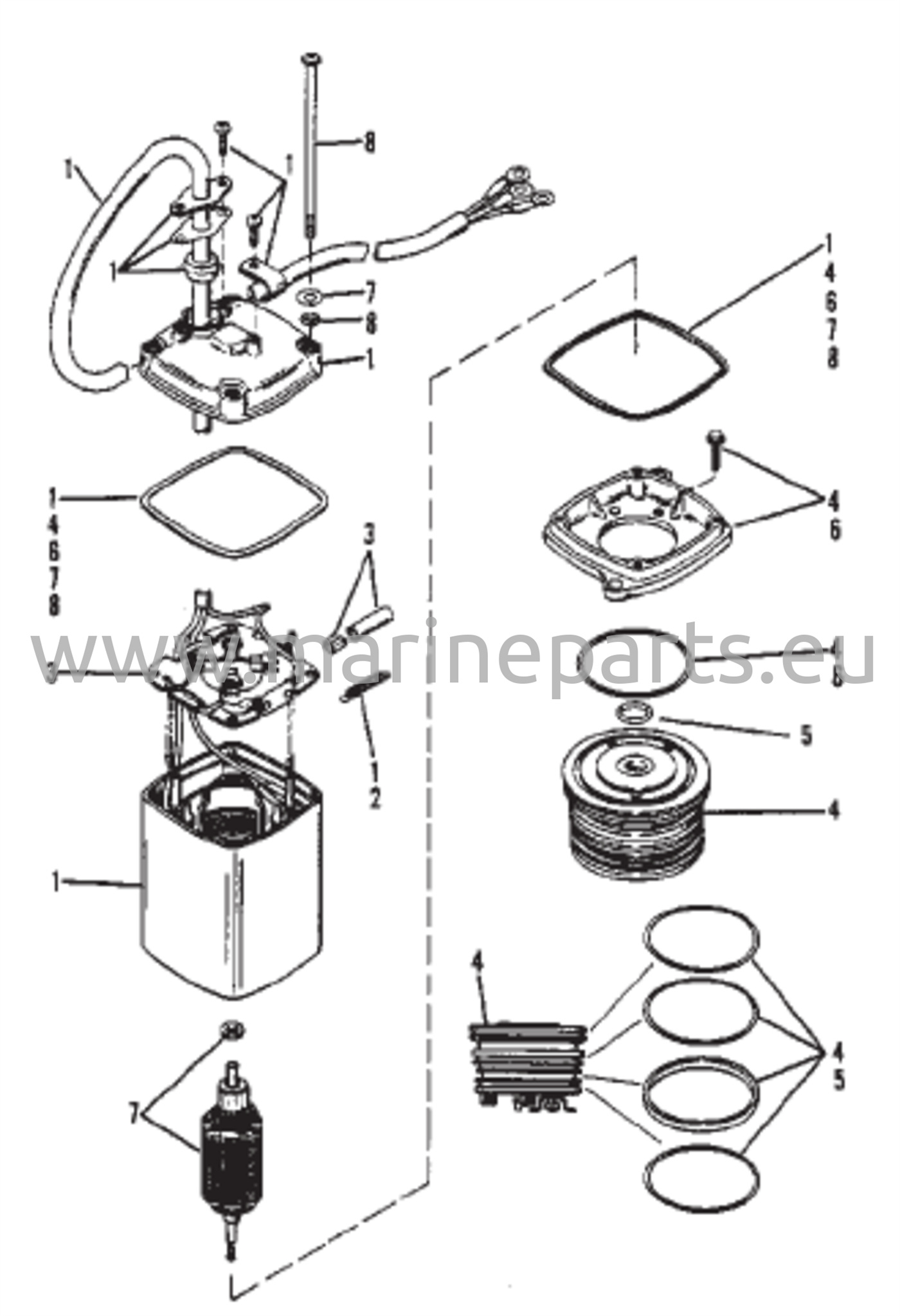 Power Trim -pumppu (Eatonin suorakaiteenmuotoinen moottori)