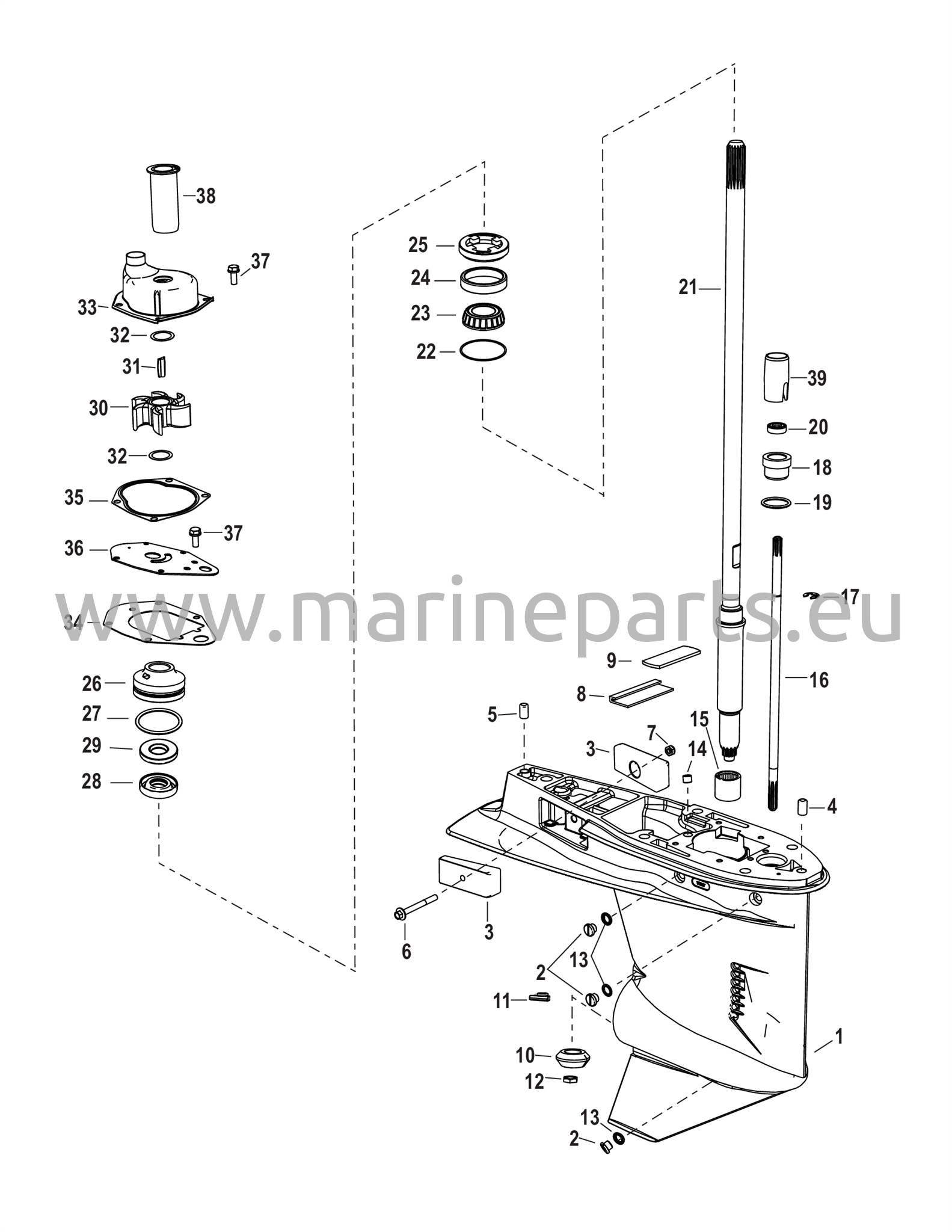 Växelhus Drivaxel - Växelutväxling 1,83:1