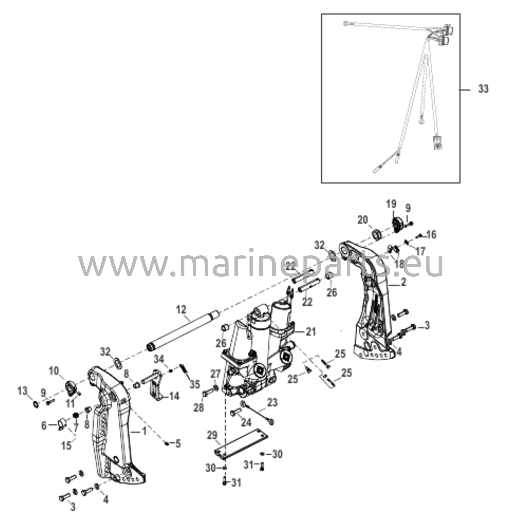 Voimansiirron trimmi/peräpeilin kokoonpano
