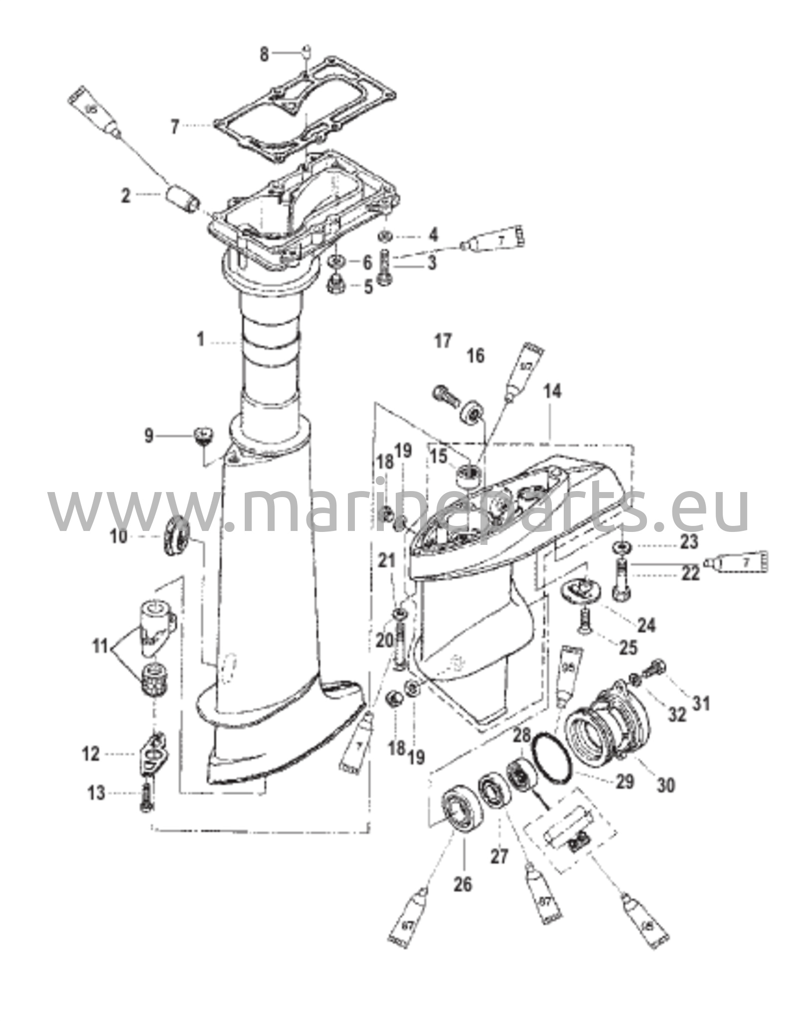 Vetovarren kotelo / Vaihteiston kotelo