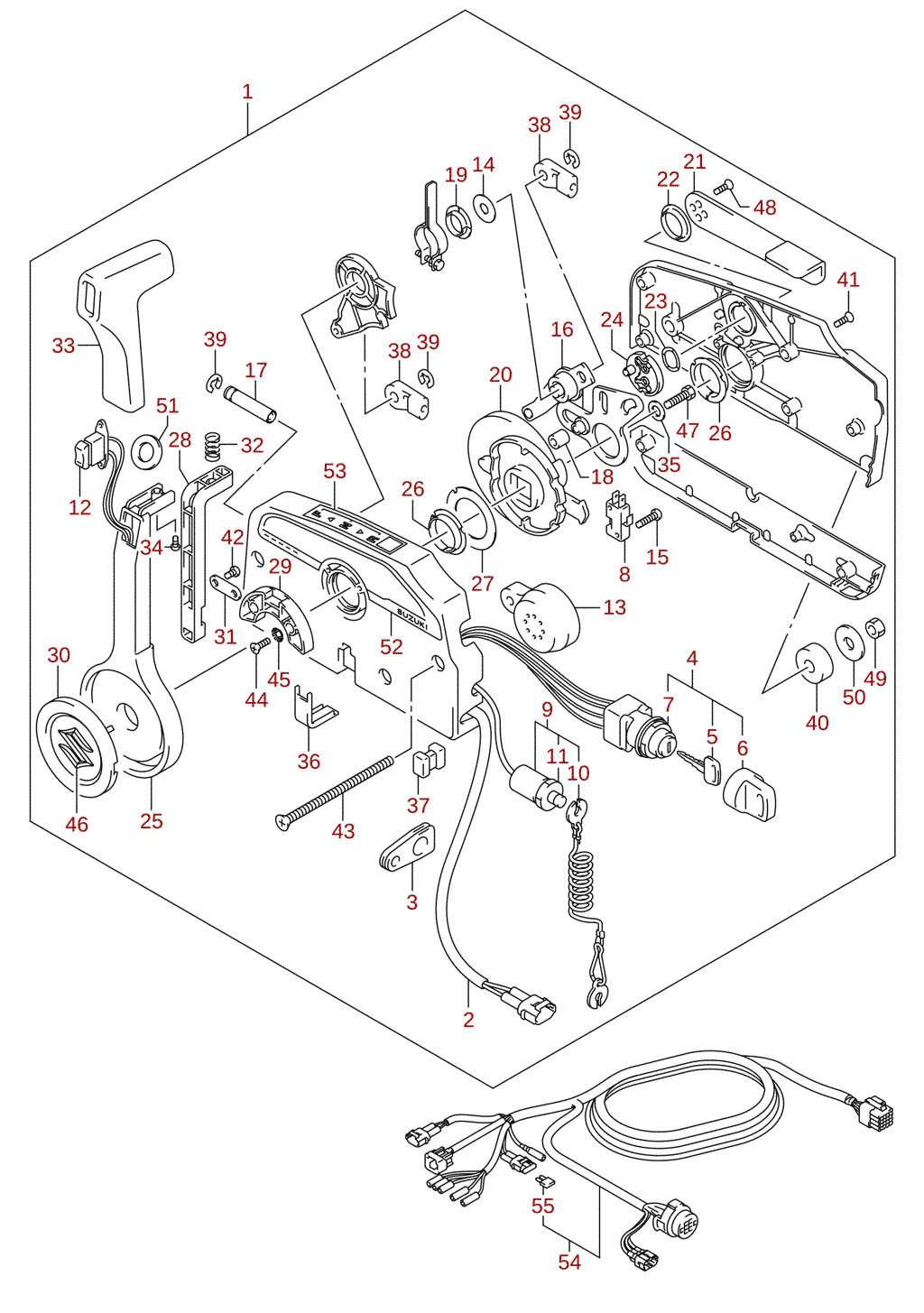 Remote control (DF70A, DF80A, DF90A) (optional)