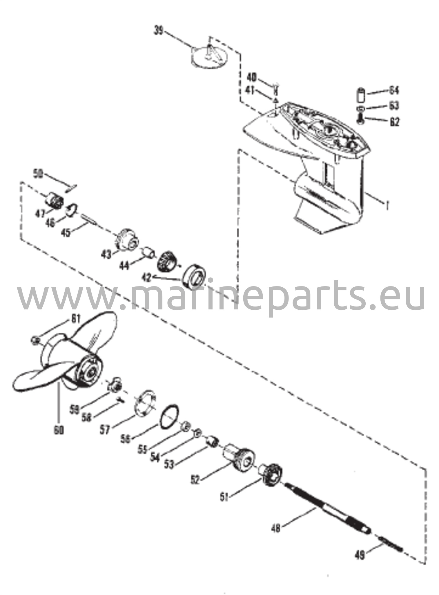 Vaihteiston kotelo potkurin akseli