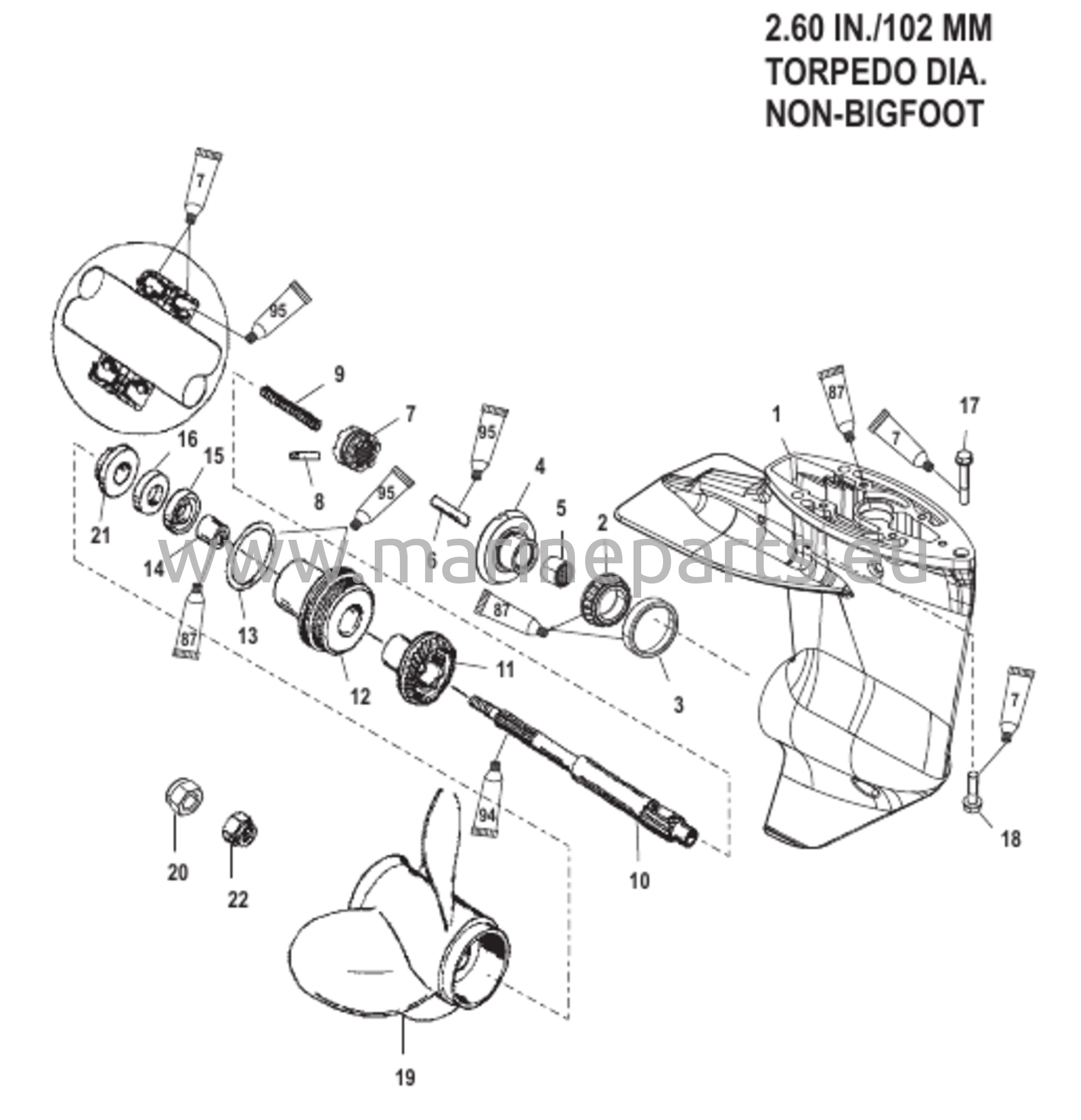 Vaihteiston kotelo potkurin akselille - 2,00:1 vaihdekerroin