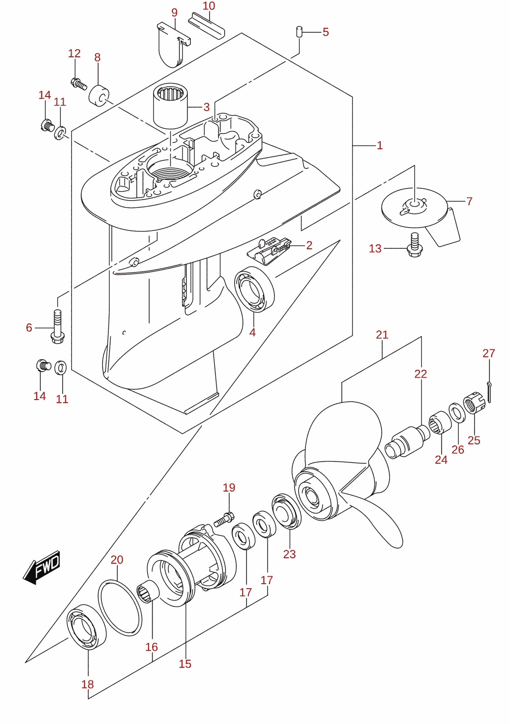 Gearhus (DF25A, DF30AR)