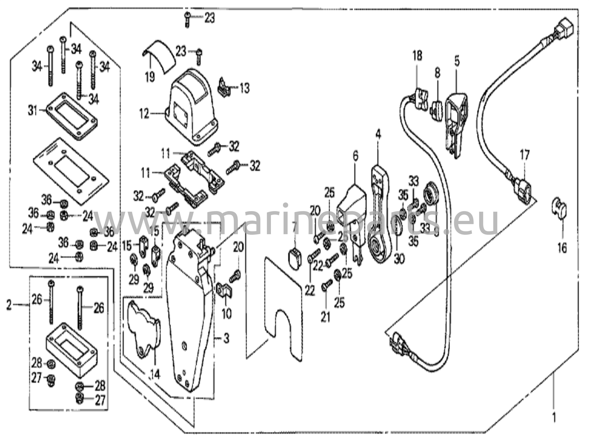 Fjärrkontroll (övre montering enkel typ) (vänster)