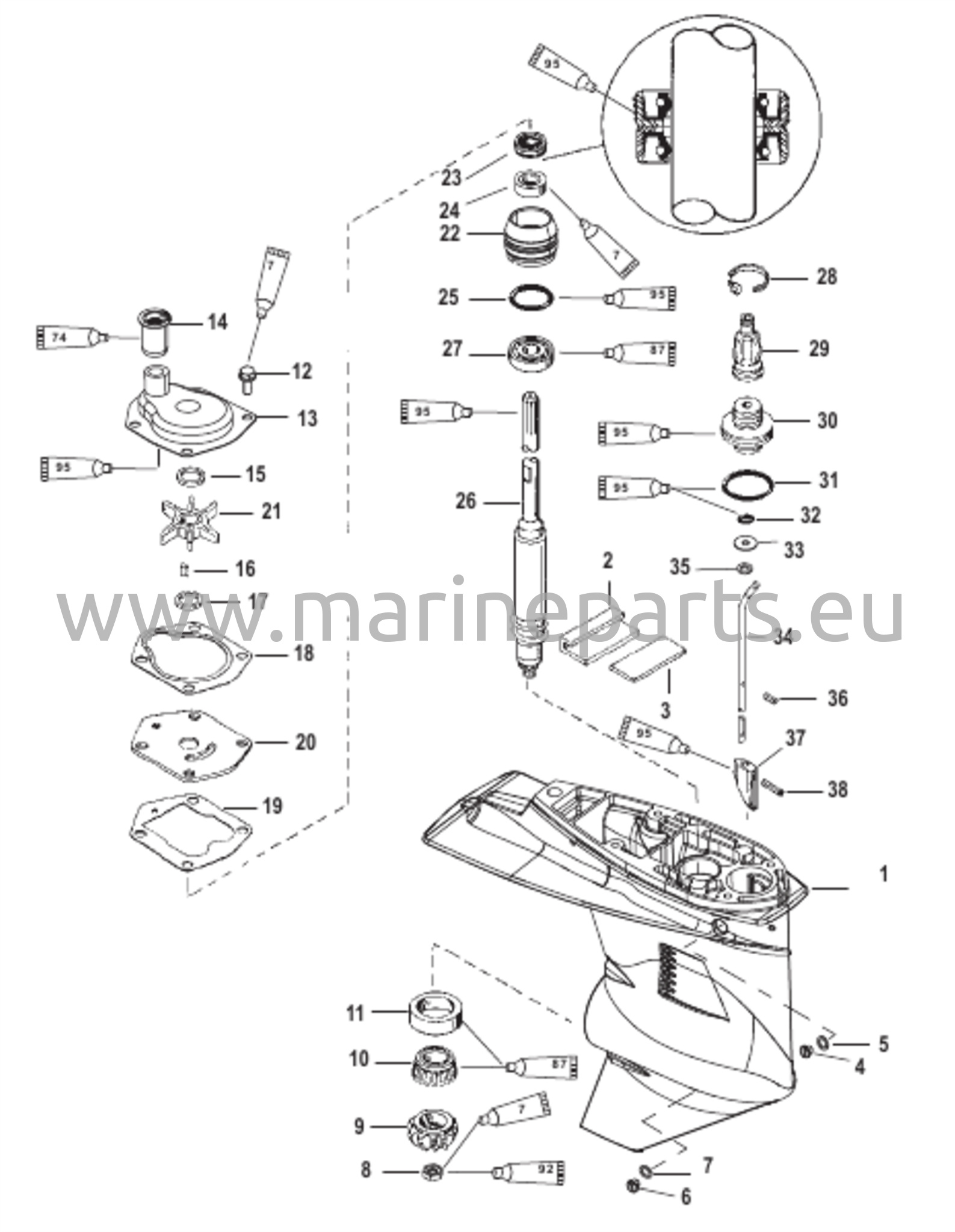 Vaihteiston kotelo (voimansiirtoakseli) (2,41:1 vaihde)