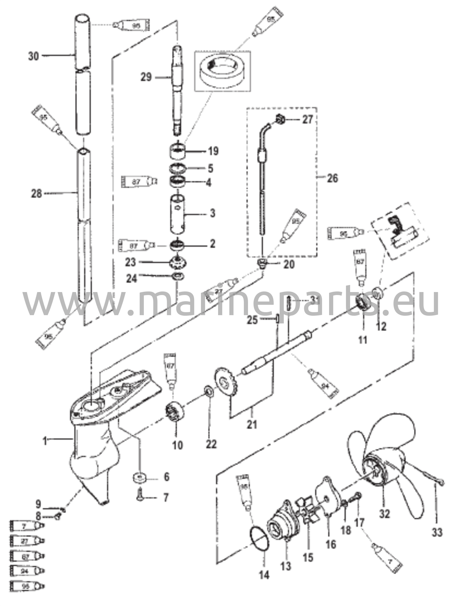 Vaihteiston kotelon kokoonpano (ei vaihteensiirtoa)