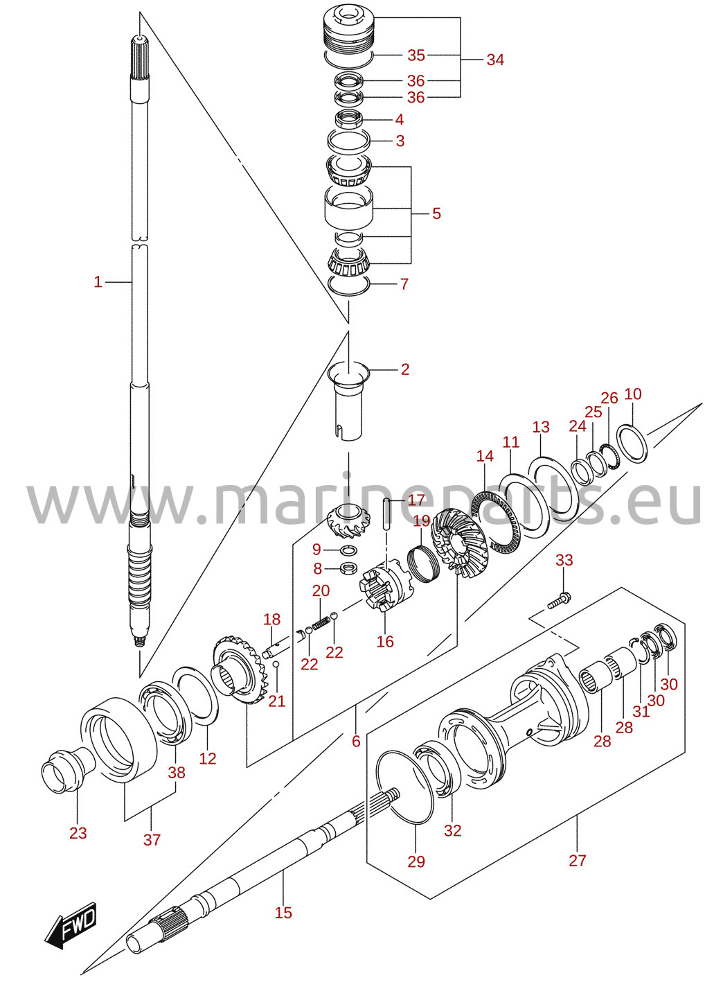 Getriebe (DF150Z, DF175Z)