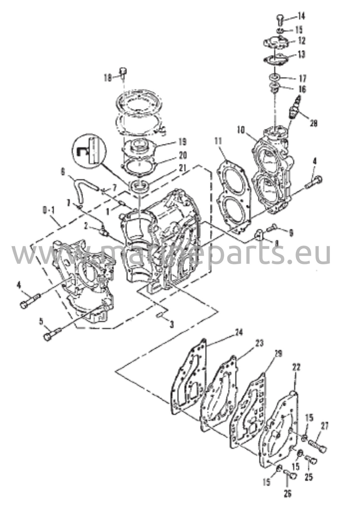 Crankcase and cylinder head