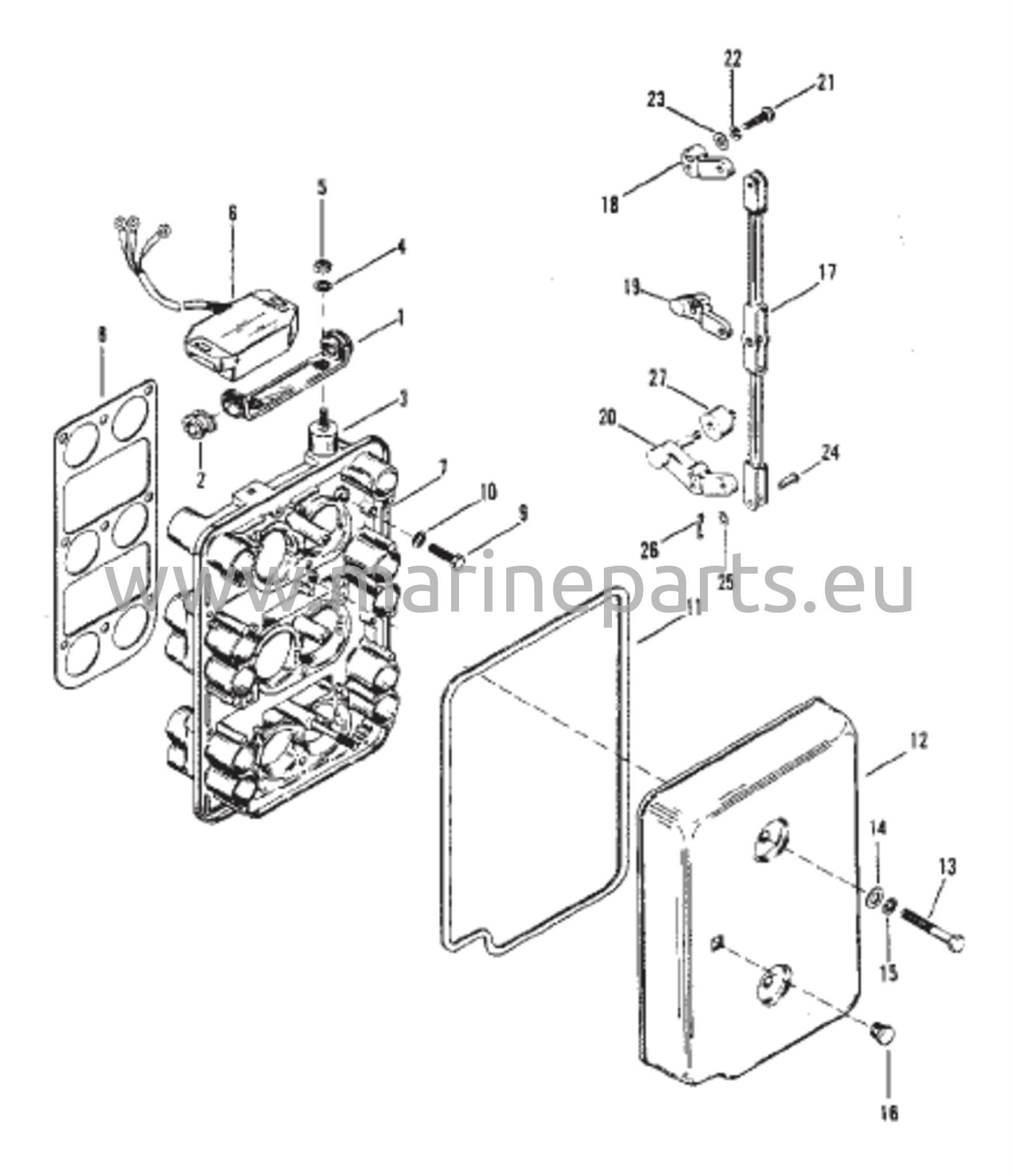 Kurkkuventtiilin levy ja kaasuvivut (Malli II)