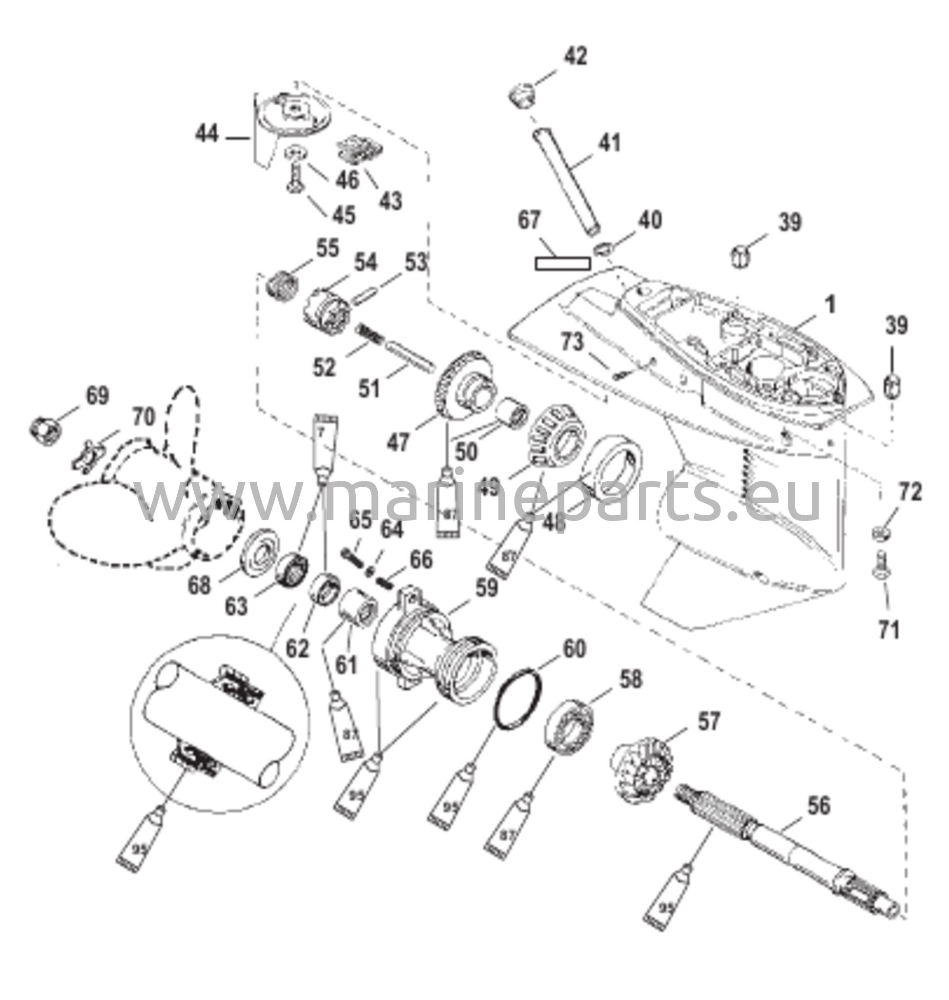 Vaihteiston kotelo (PROPULSORIN AKSELI) (2,41:1 VAIHDESUHDE)
