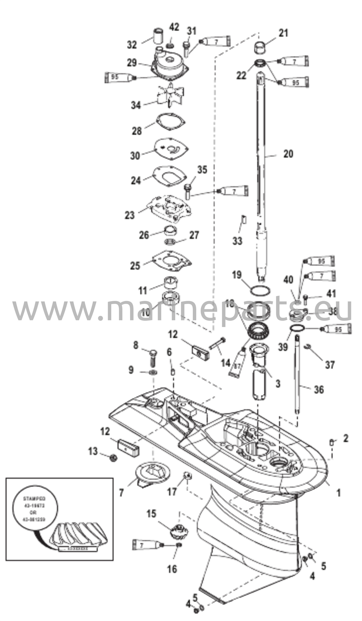 Vaihteiston kotelo Drive-USA-0T627234/BEL-0P215668 ja alla olevat osat