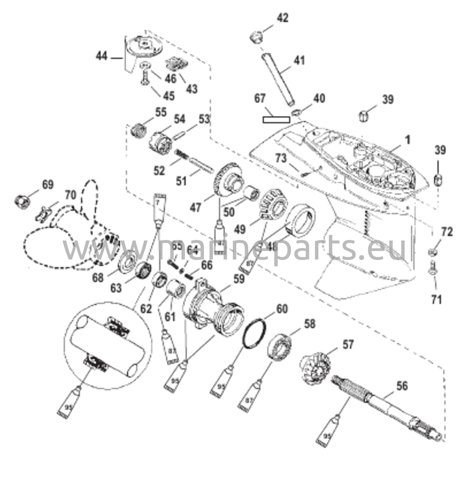 Växelhus Propelleraxel - Växelutväxling 2:1