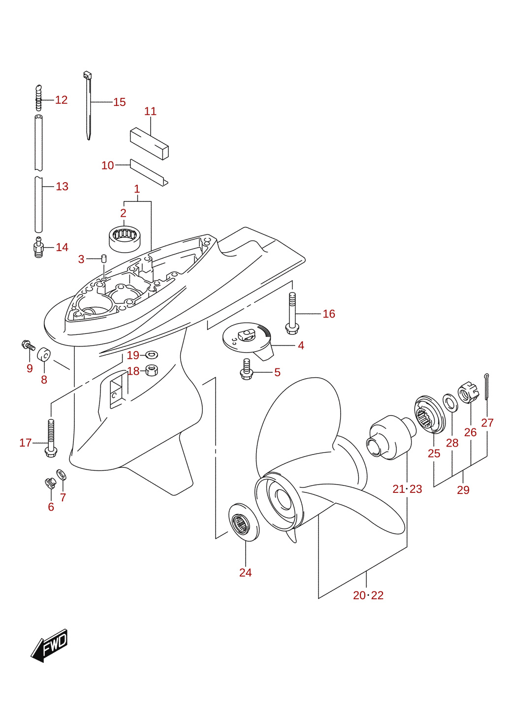 Gear case (DF70A, DF90A)