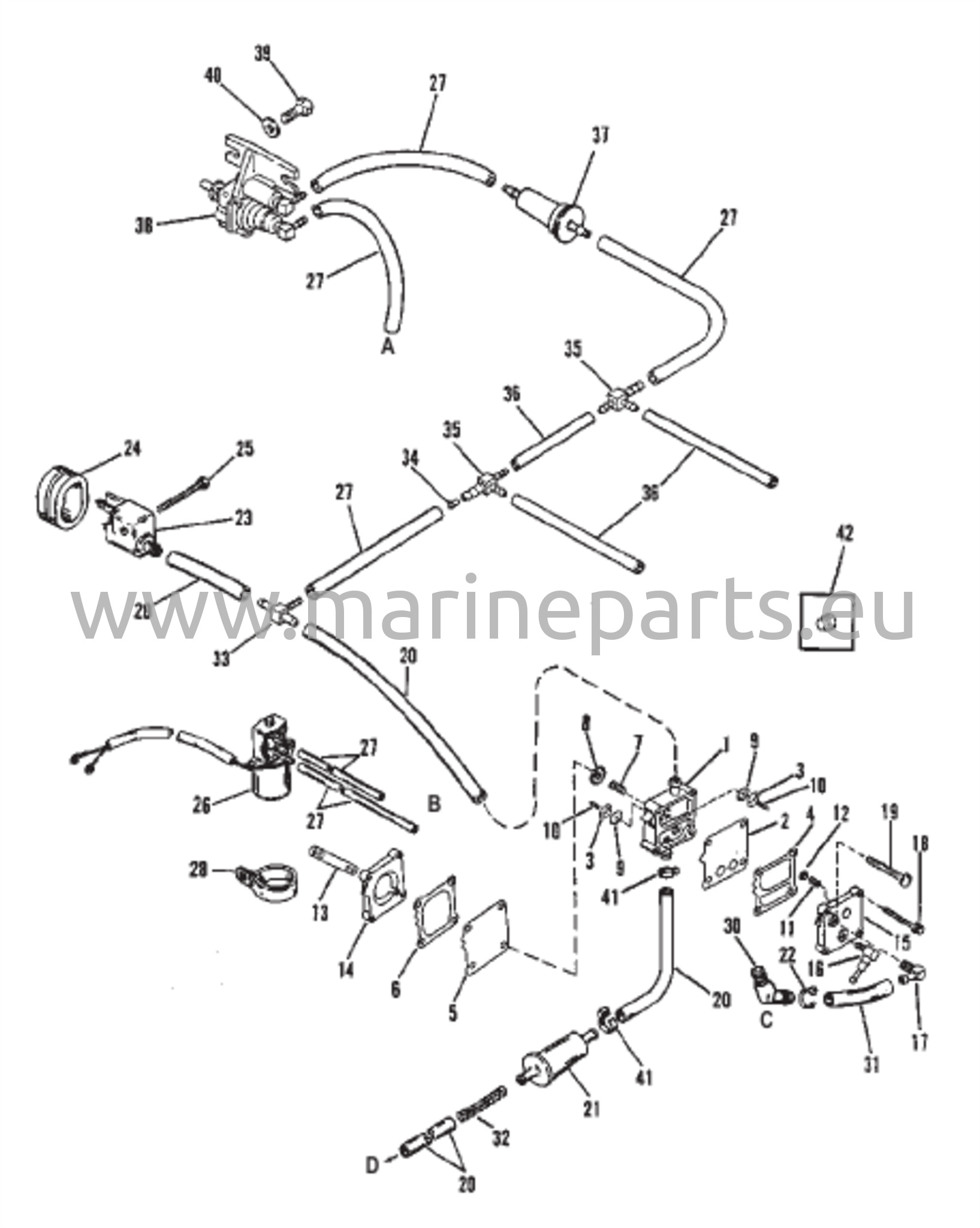 Polttoainepumppu (Käytettävä 90 asteen takaiskuventtiilin kanssa, viitenumero #16)