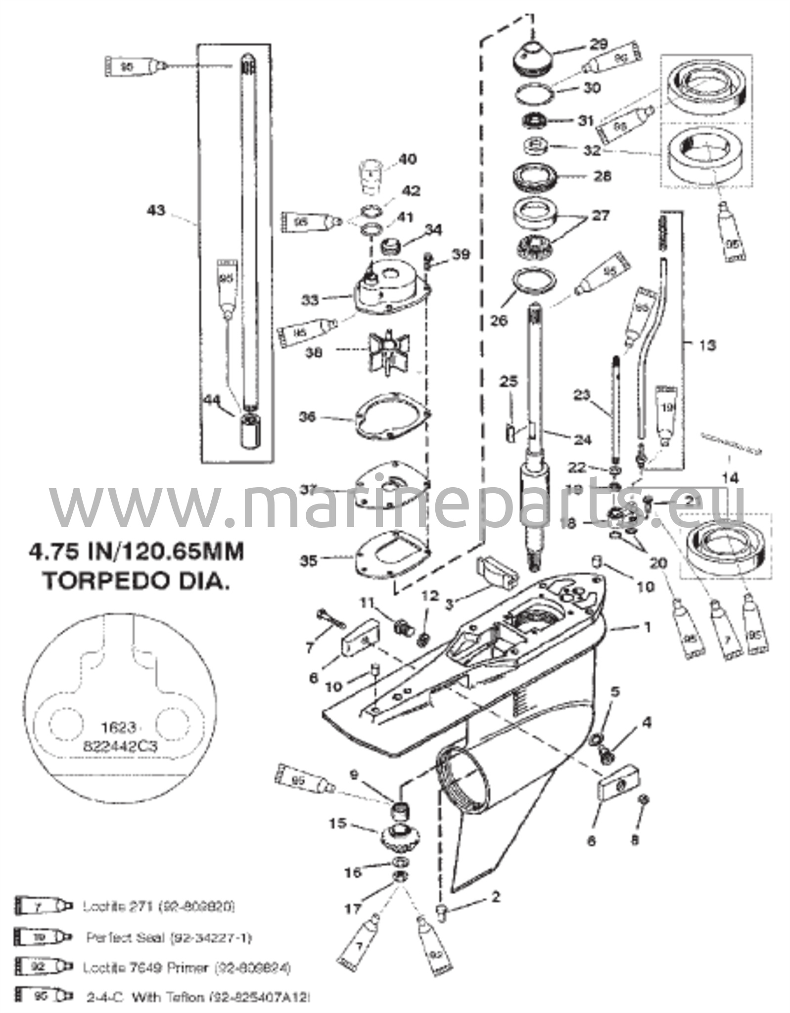 Vaihteiston kotelo (Voimansiirto – Vakio / Vastakierto) (S/N 0G438000 ja siitä eteenpäin – 1623-822442C3)