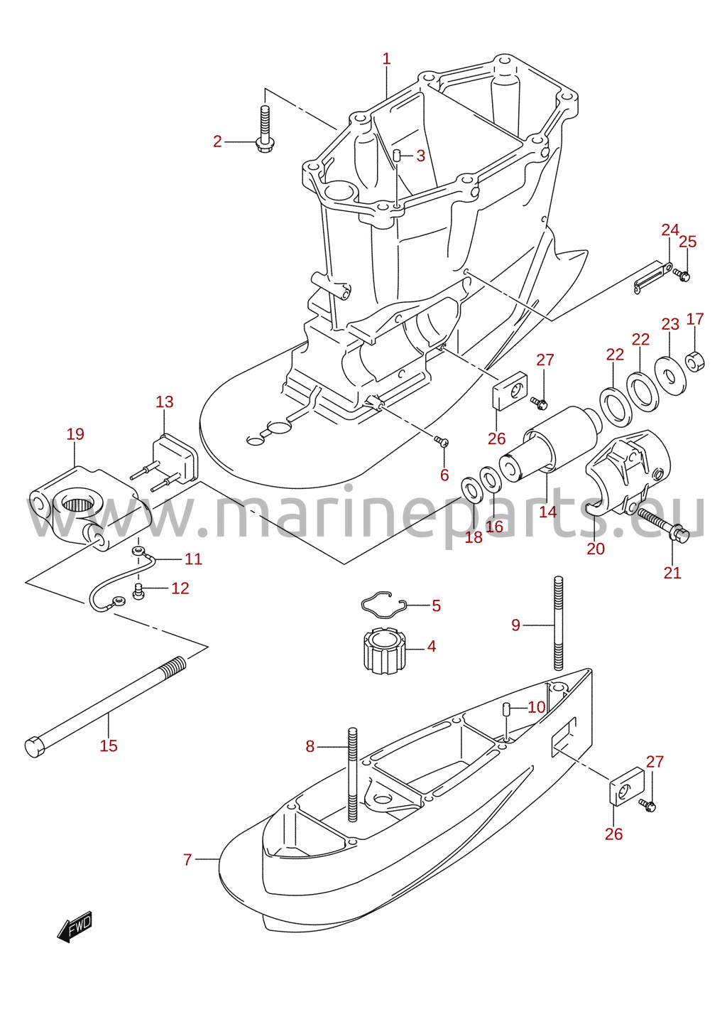 Drivaxelhus (X/XX-transom)