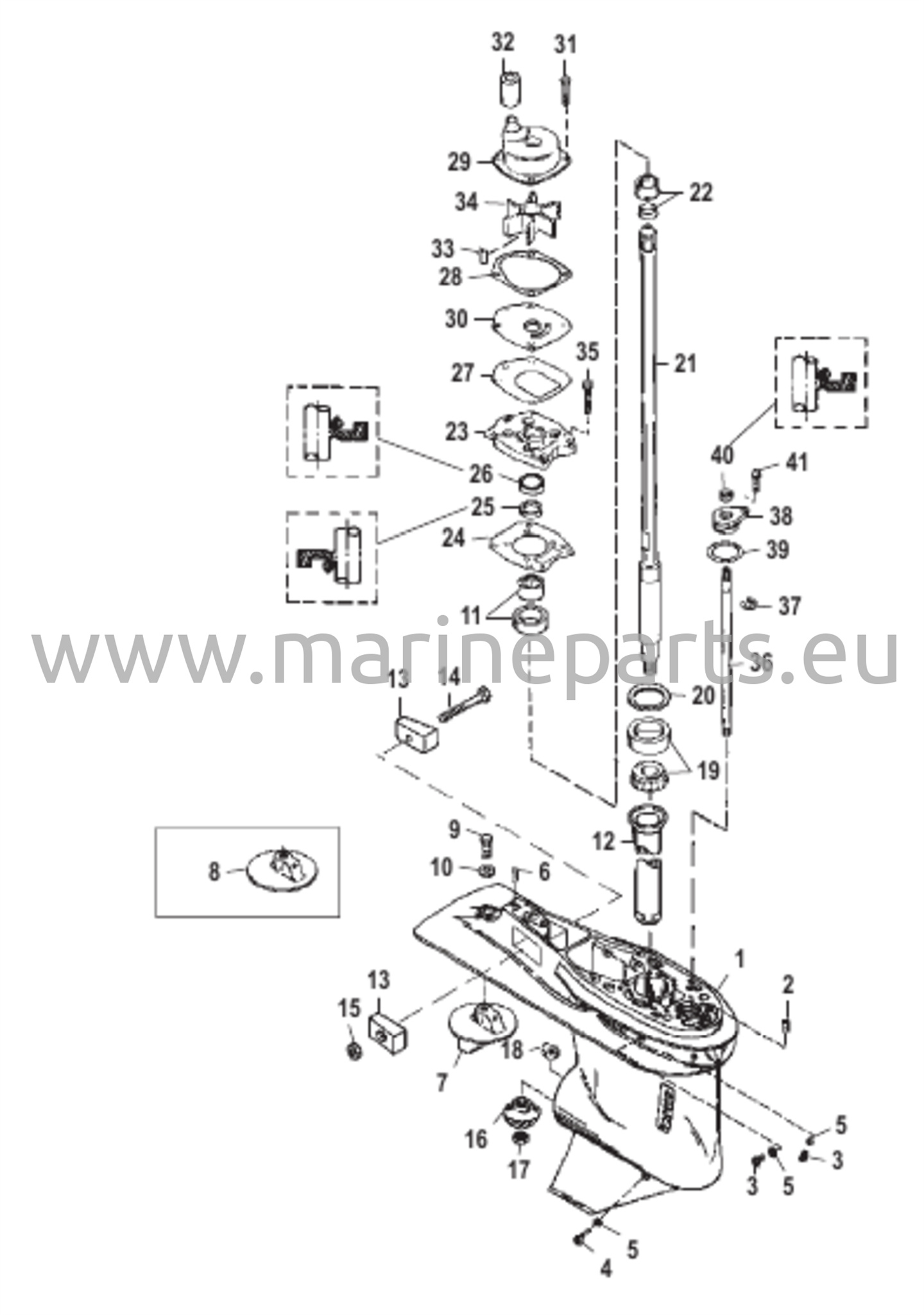 Vaihteiston kotelo (voimansiirtoakseli) (3-kärkinen peruutuskytkin)