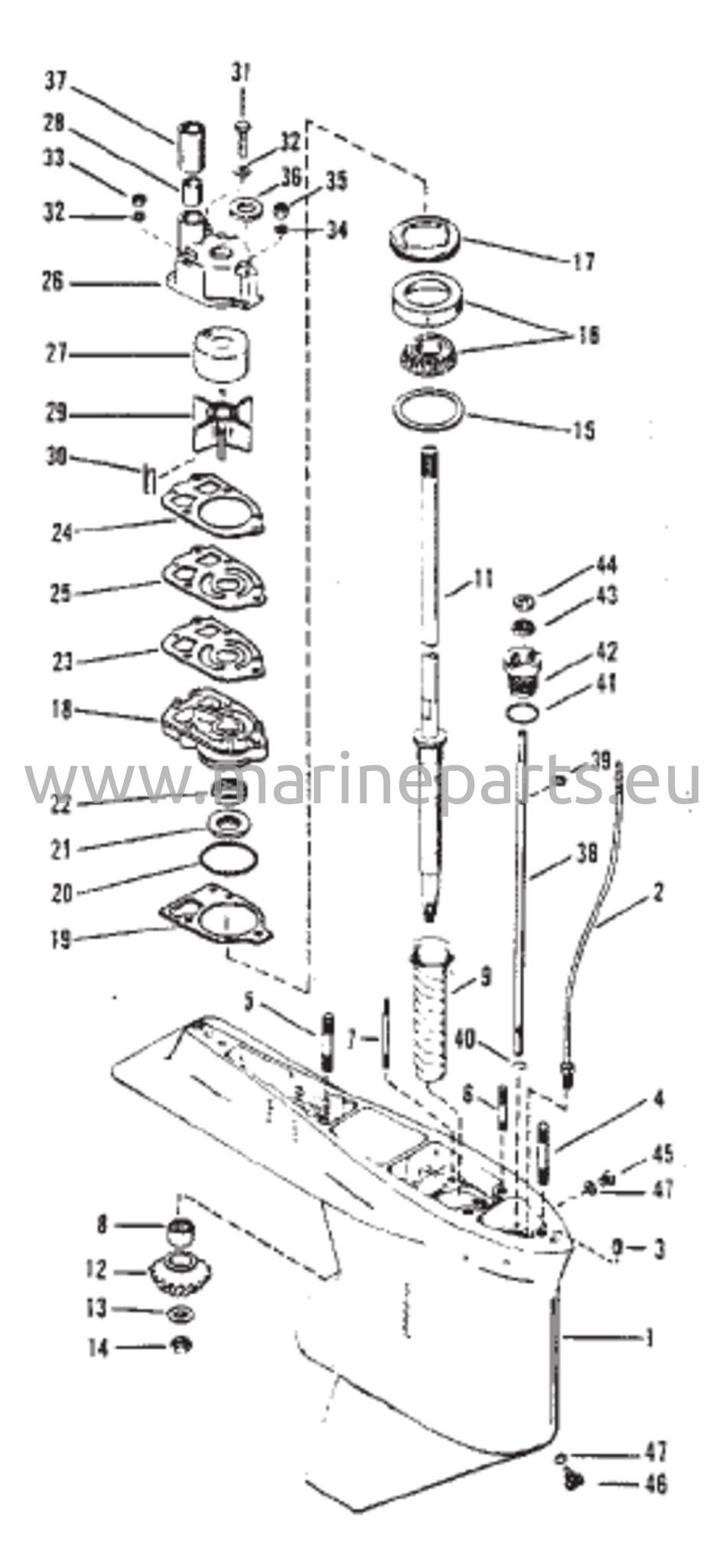 Vaihteiston kotelo (voimansiirtoakseli) (voimansiirtoakselin mutterilla)