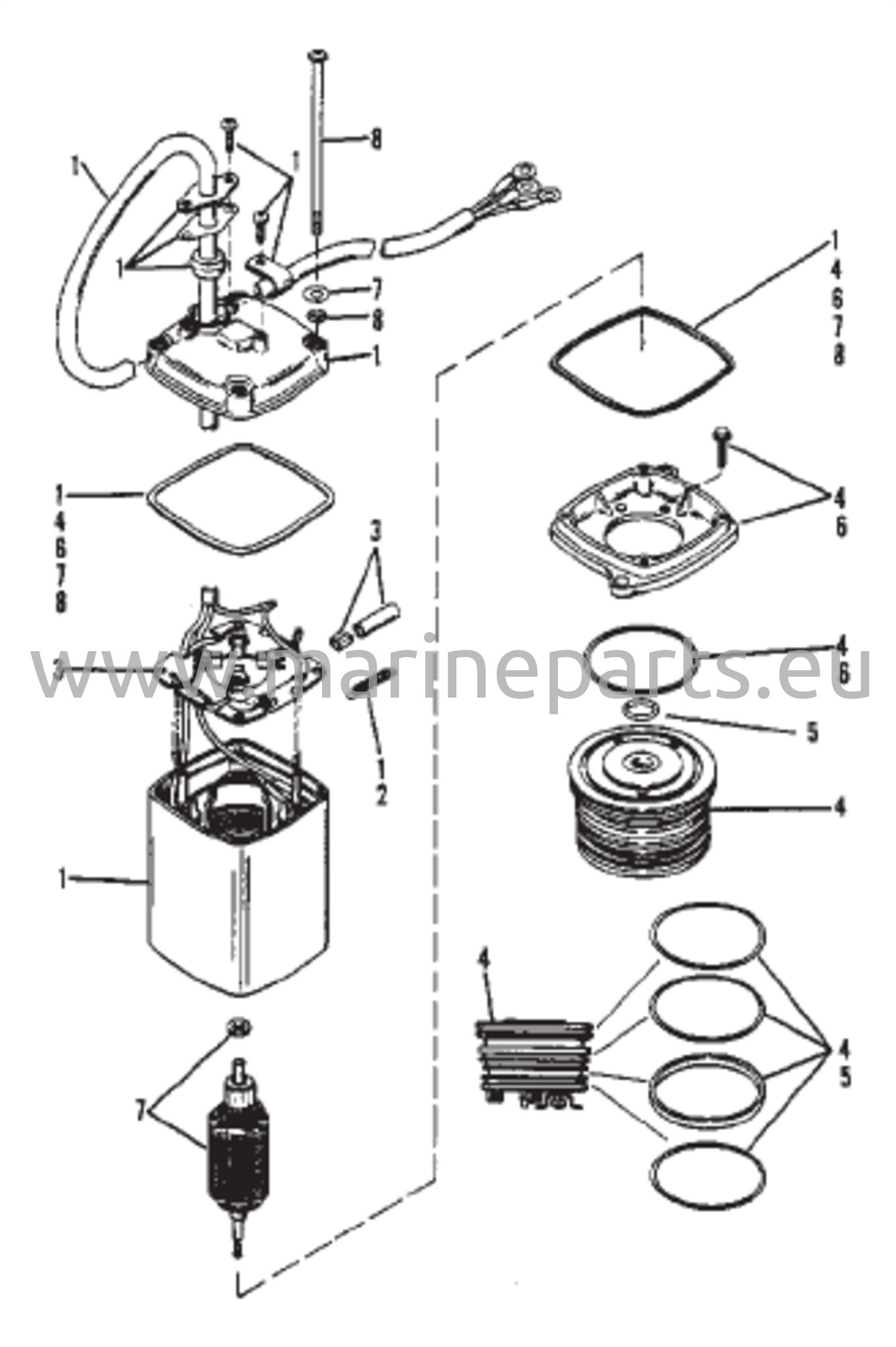 Power Trim -pumppu (Eatonin suorakaiteenmuotoinen moottori)