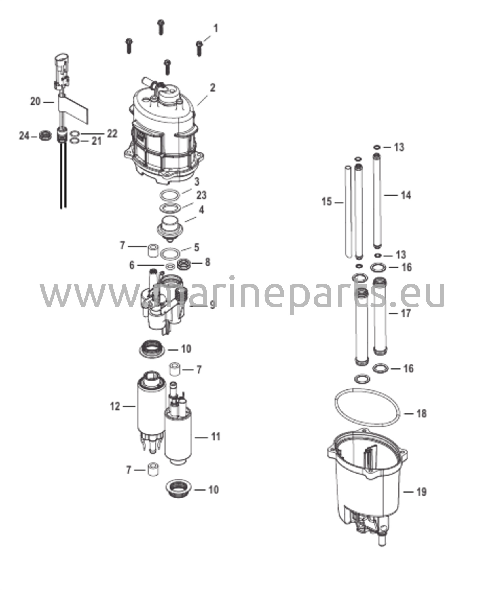 Polttoaineen syöttömoduuli 2B457609 ja sitä alemmat