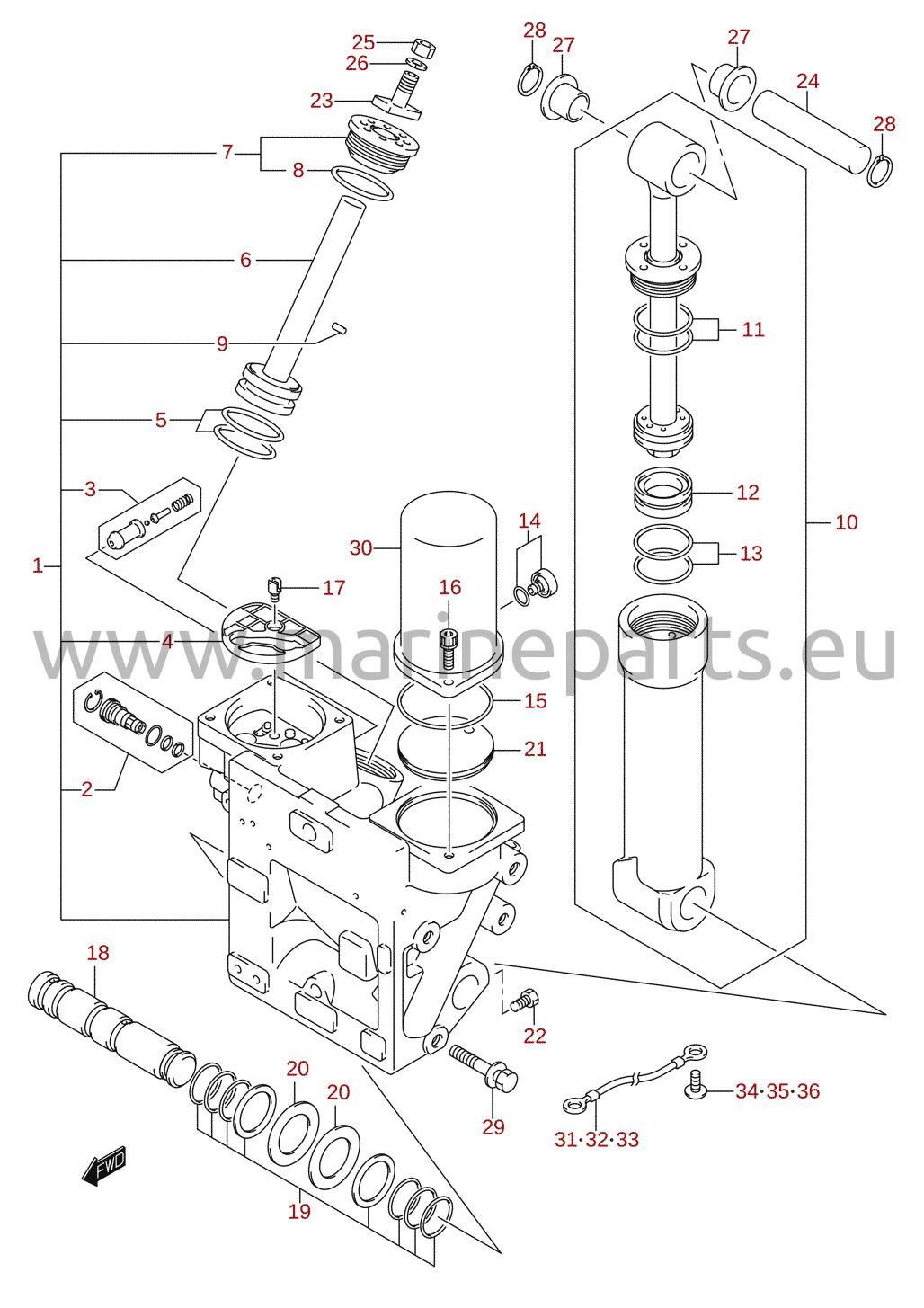 Trimcylinder (X/XX-transom) (DF200)