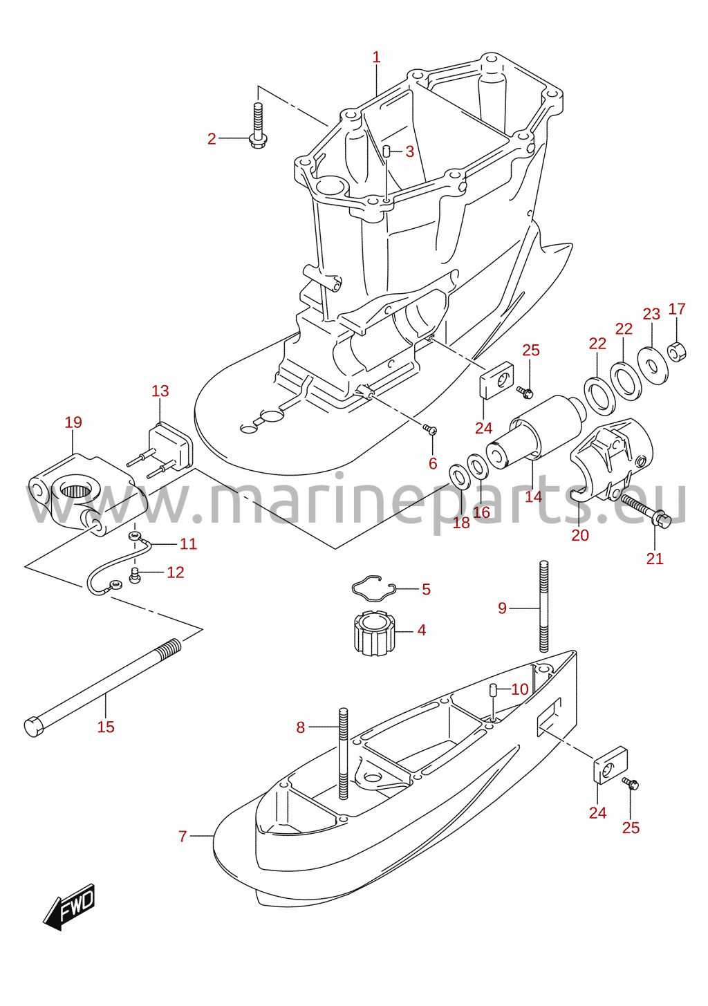Veovõlli korpus (XX-transom) (DF200, DF225, DF250)