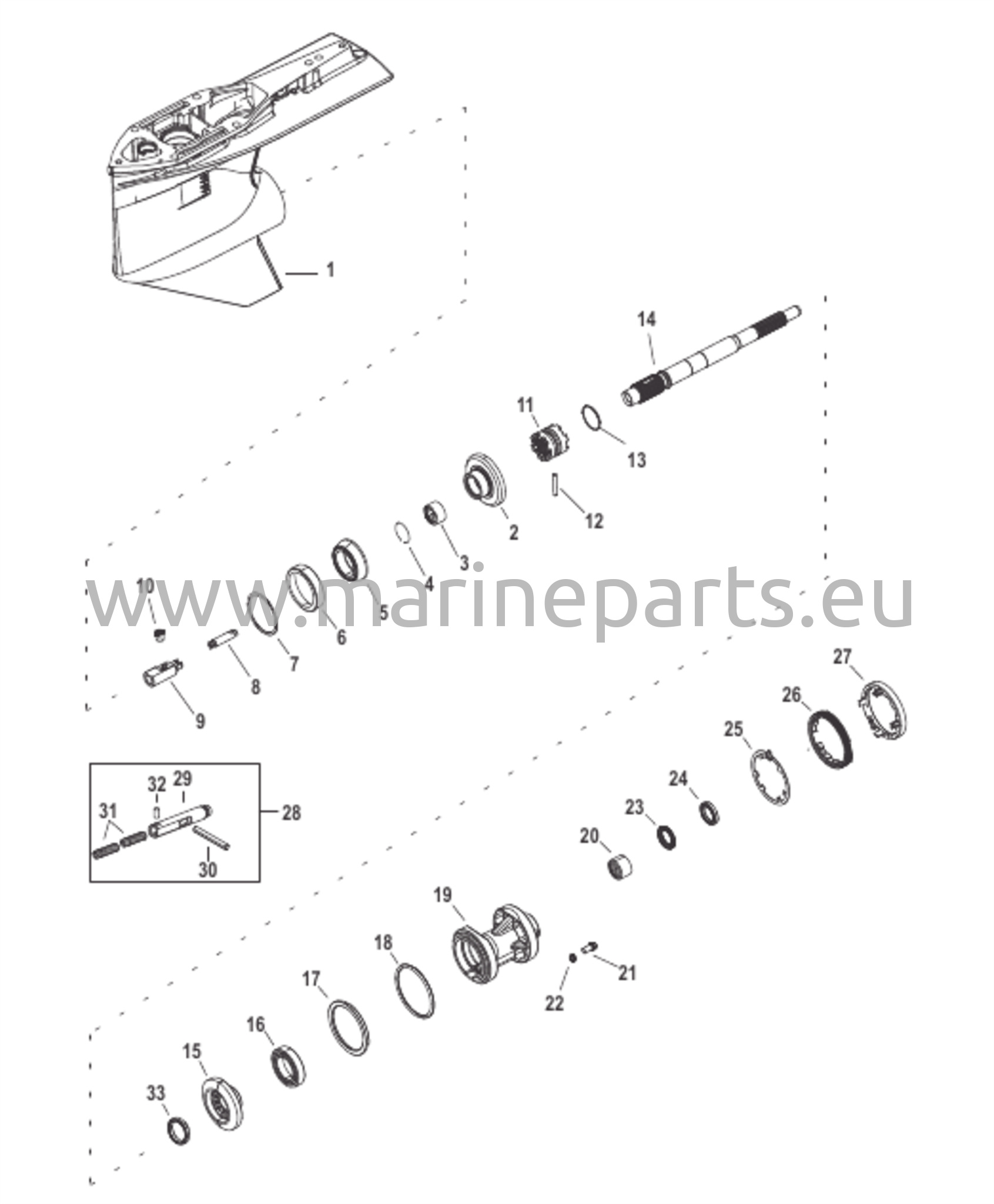 Växelhölje, propelleraxel 2,38:1 standardrotation