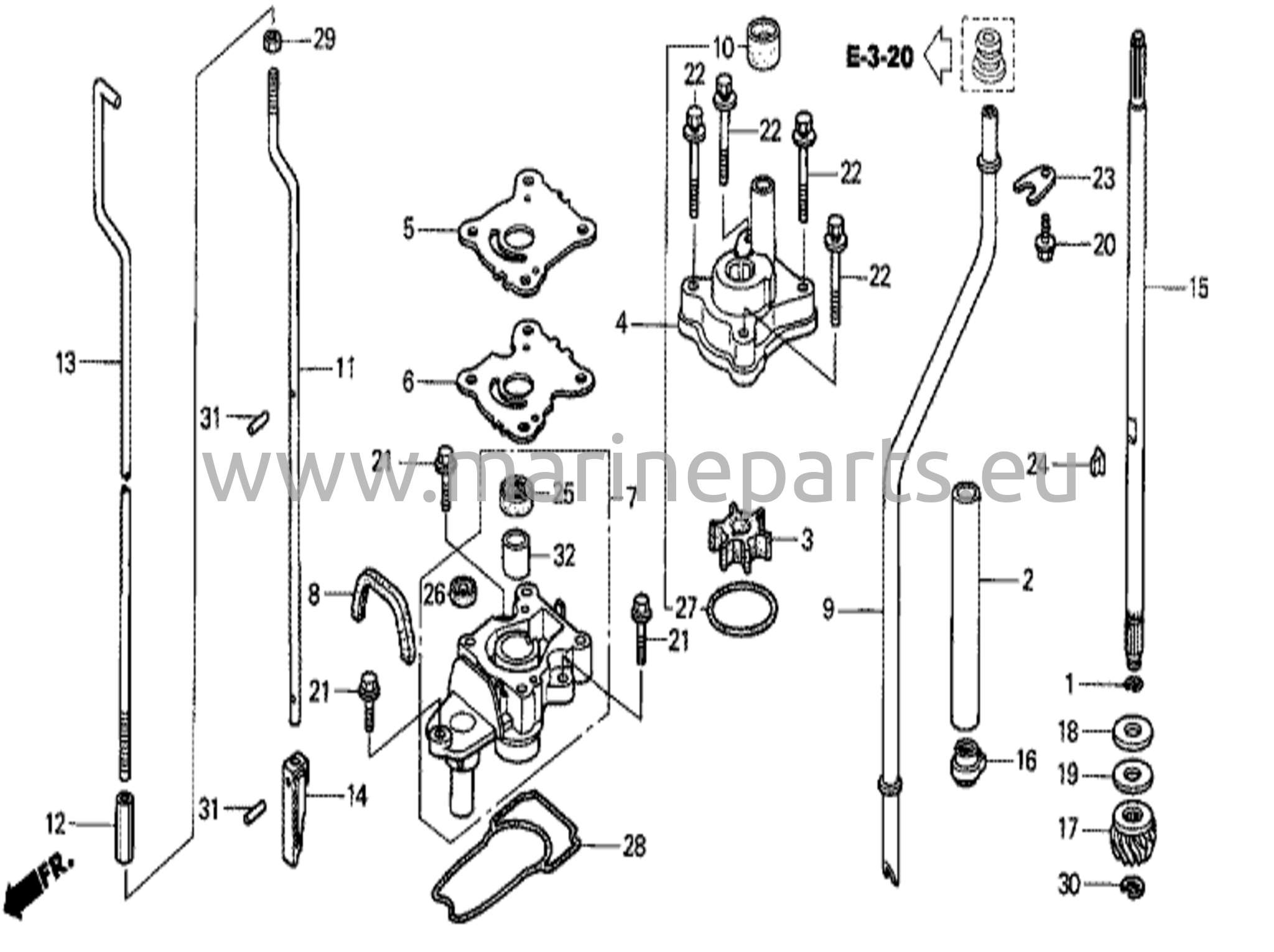 Vattenpump / vertikal axel