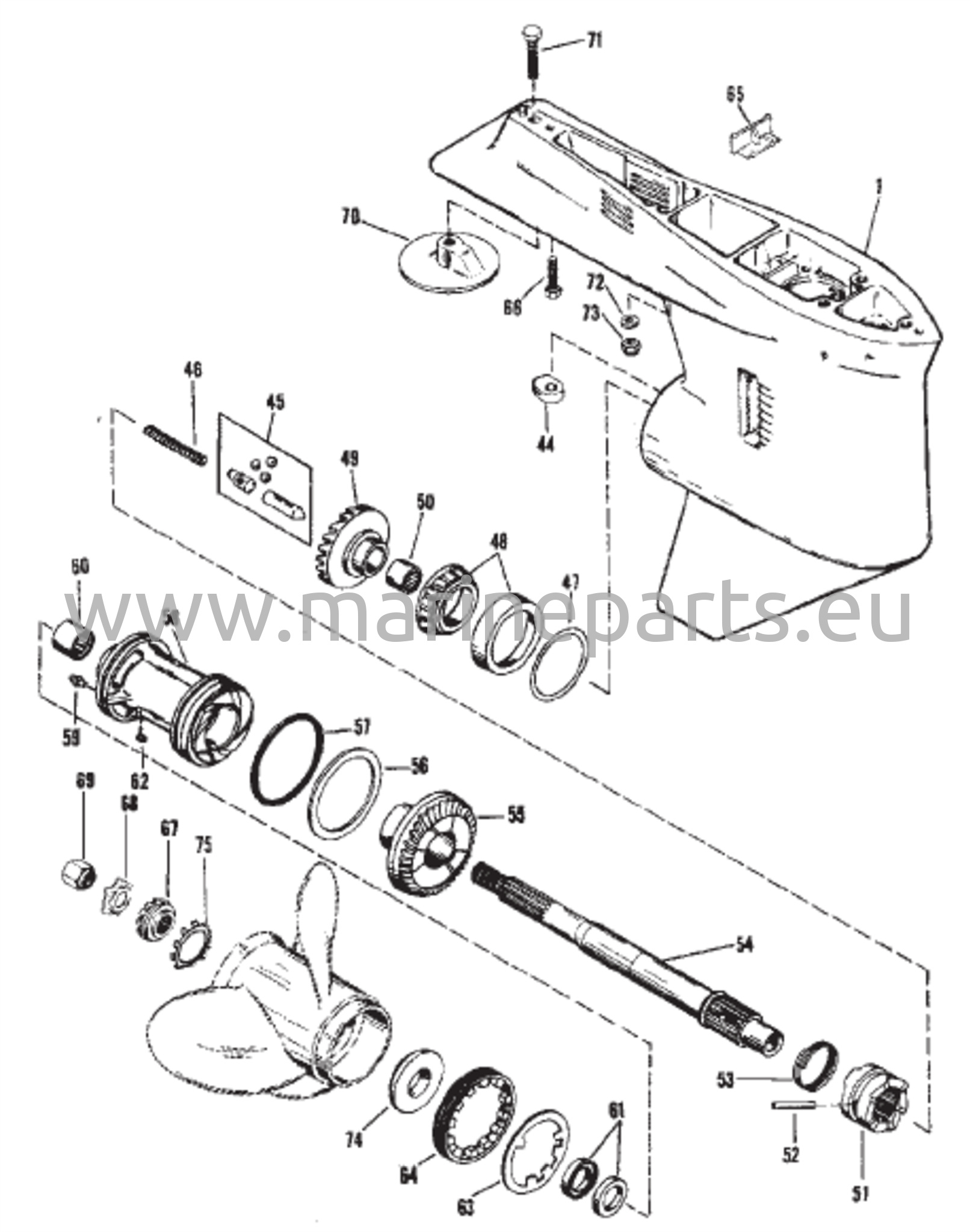 Vaihteiston kotelo potkurin akselille - valunumero # on 1655-9572C