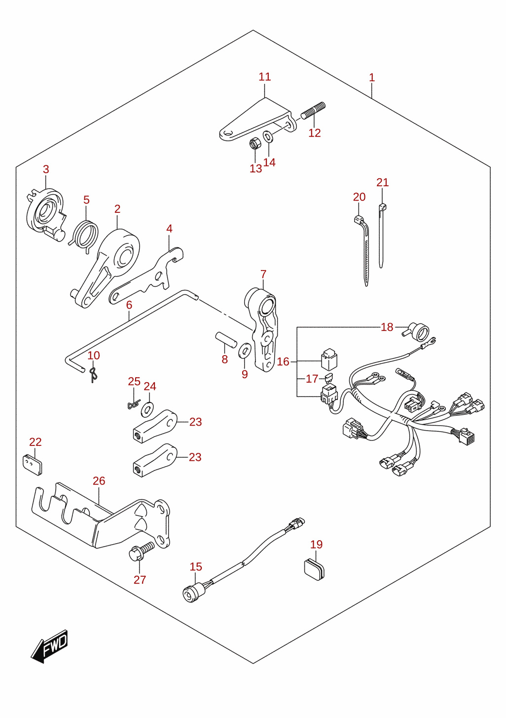 Pièces de commande à distance (DF8A, DF9.9A) (en option)
